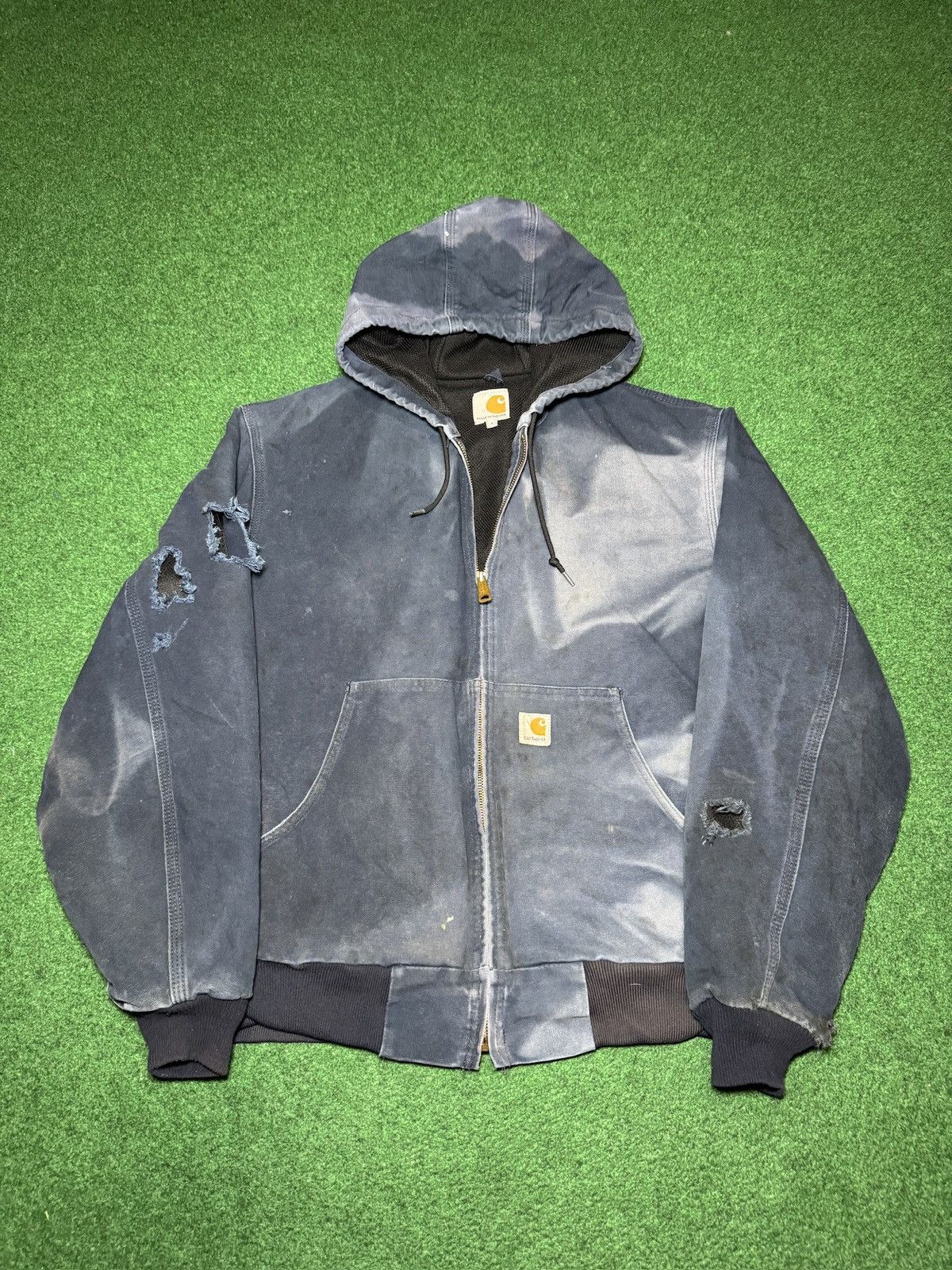 Carhartt Vtg 90s Carhartt J130 Distressed Faded Grunge Unique Jacket Size US L / EU 52-54 / 3 - 1 Thumbnail