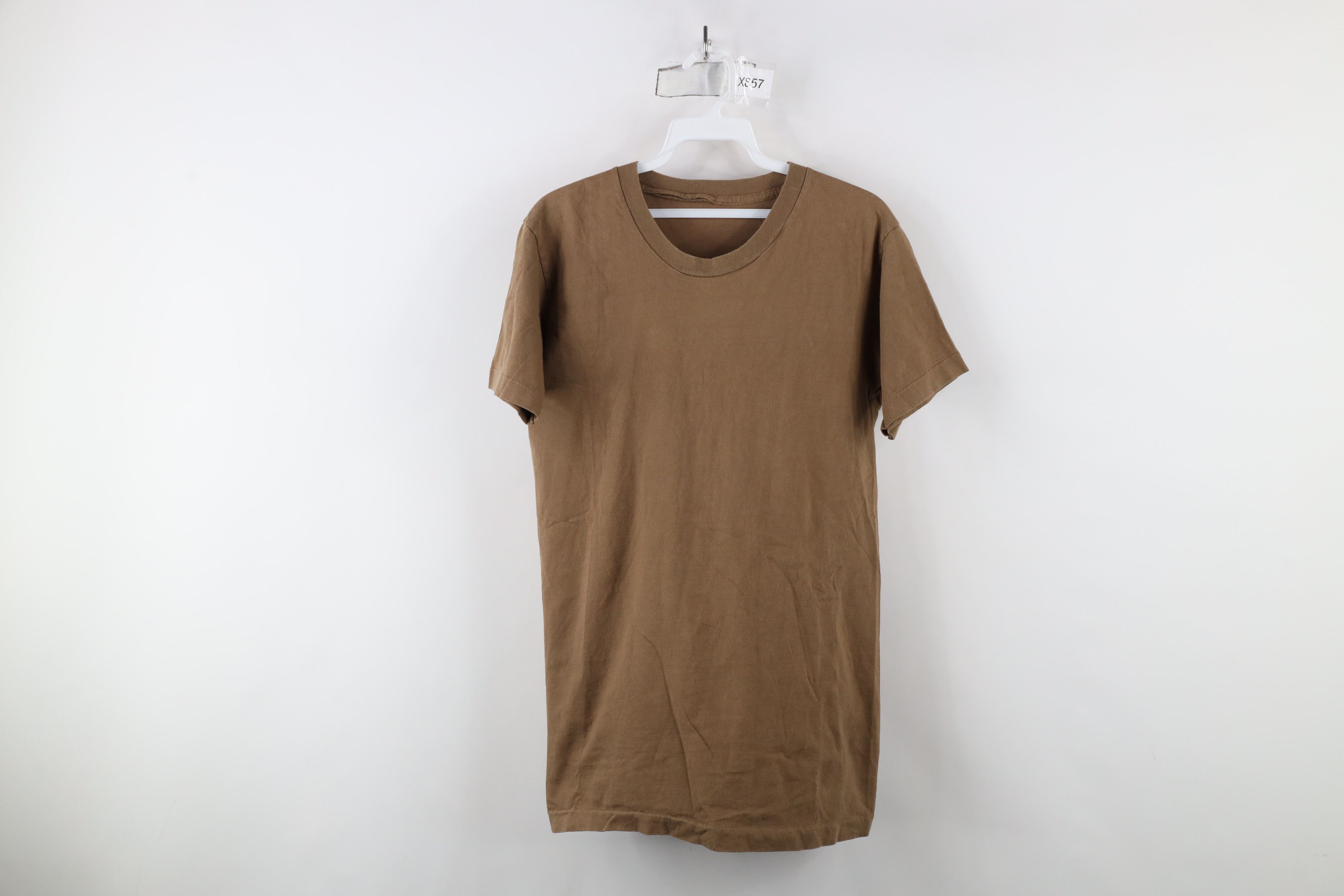 Vintage Vintage 90s Streetwear Blank Cotton T-Shirt Brown USA Size US S / EU 44-46 / 1 - 1 Thumbnail