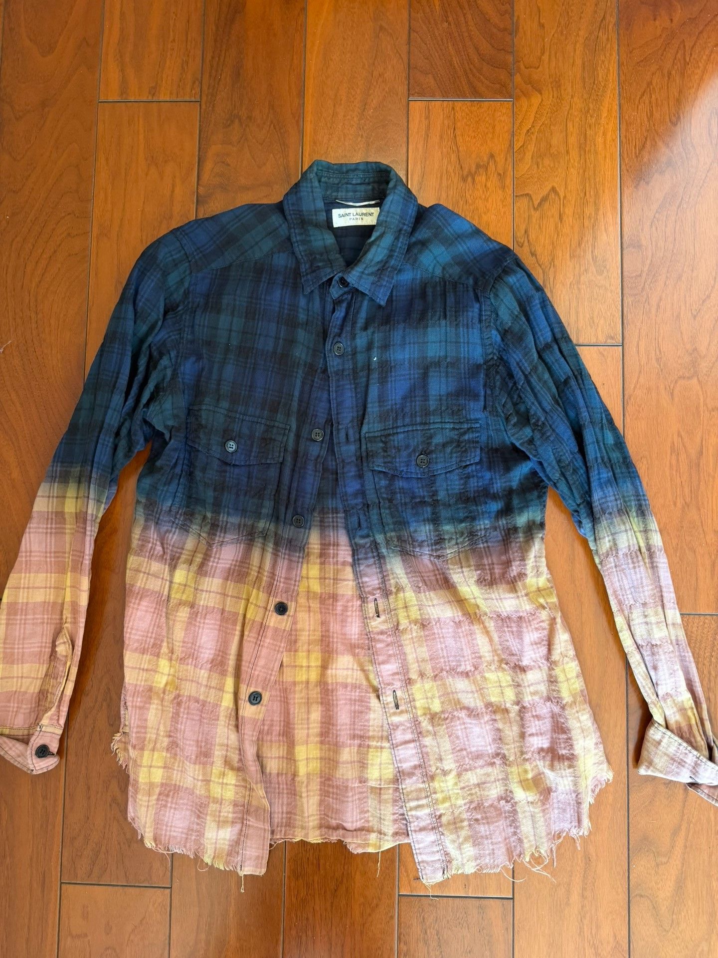 Hedi Slimane Saint Laurent Gradient Plaid Shirt S Size US S / EU 44-46 / 1 - 1 Thumbnail
