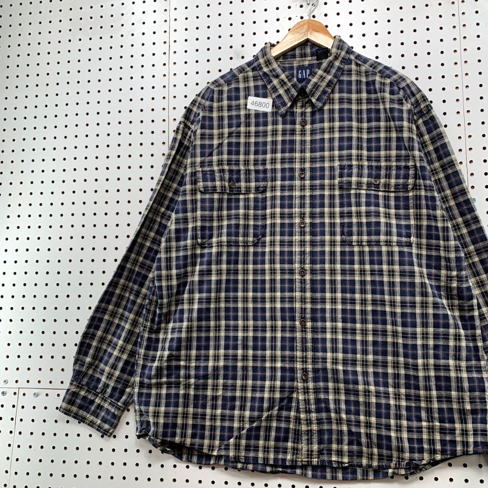 Gap VINTAGE Gap Button-Up Shirt Mens XL Blue Plaid Long Sleeve 100% Cotton Casual Button-Down Pockets Men Size US XL / EU 56 / 4 - 4 Thumbnail