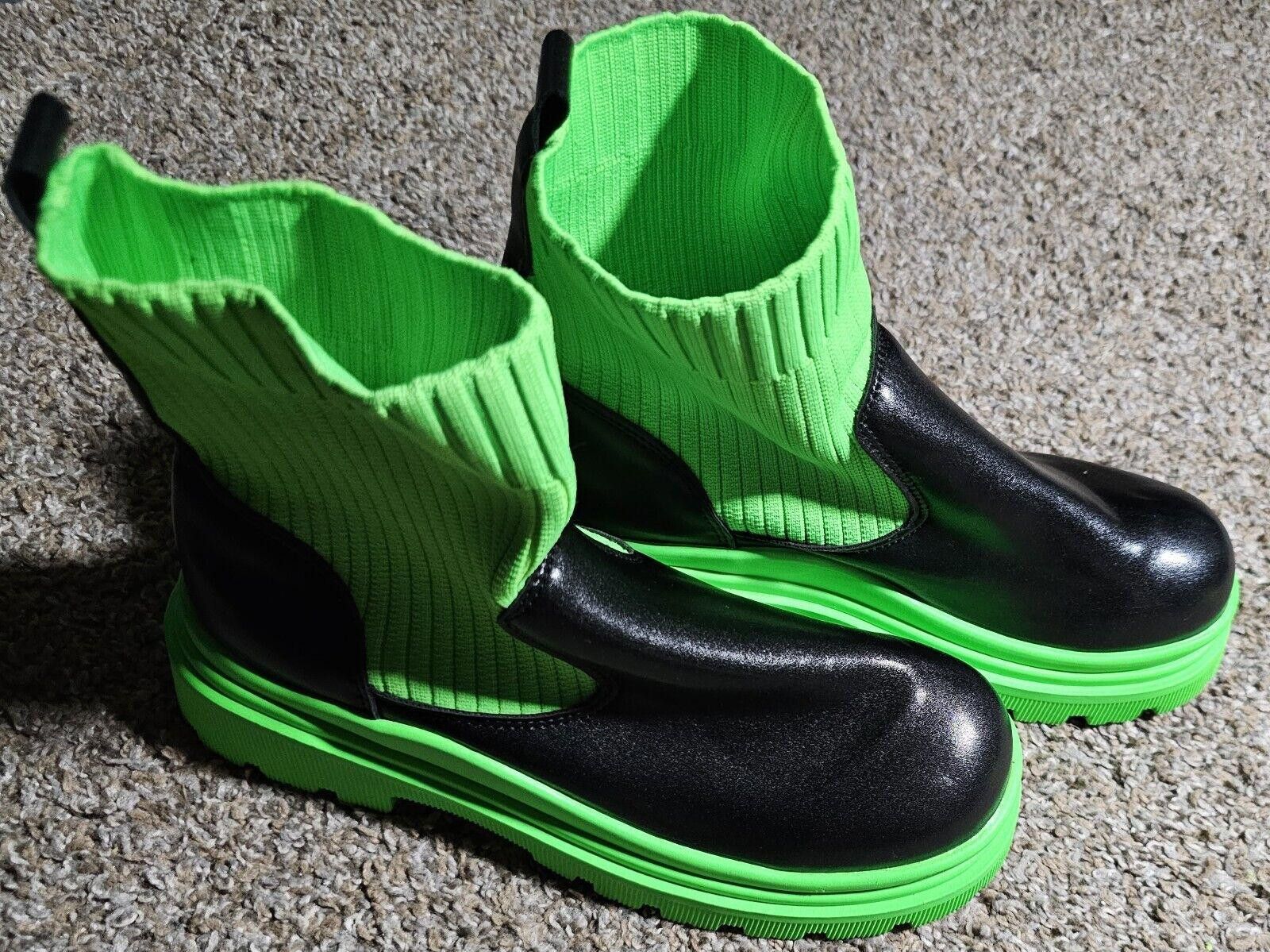 Designer size 40 black Bright green gothic boots Size US 9.5 / IT 39.5 - 1 Thumbnail
