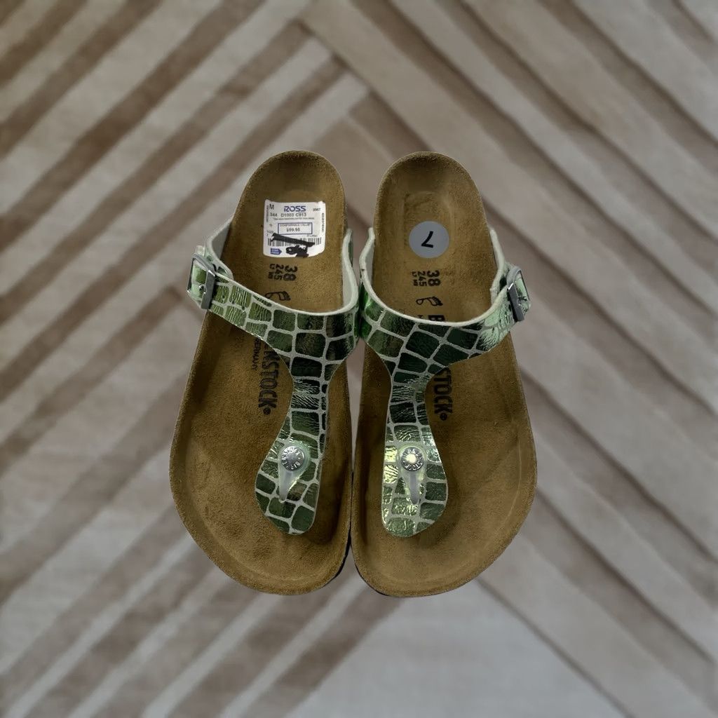 Birkenstock Birkenstock Gizeh Thong Sandals Gator Gleam Pearl Light Mint Silver US 7 EUR 38 Sandal Women Adults - Size US 7 / IT 37 - 1 Thumbnail