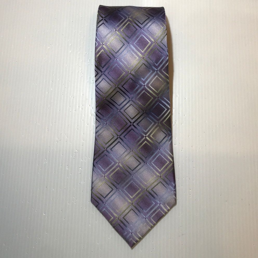 Stafford Stafford Purple Geometric Silk Classic Wide Men Necktie Size ONE SIZE - 1 Thumbnail