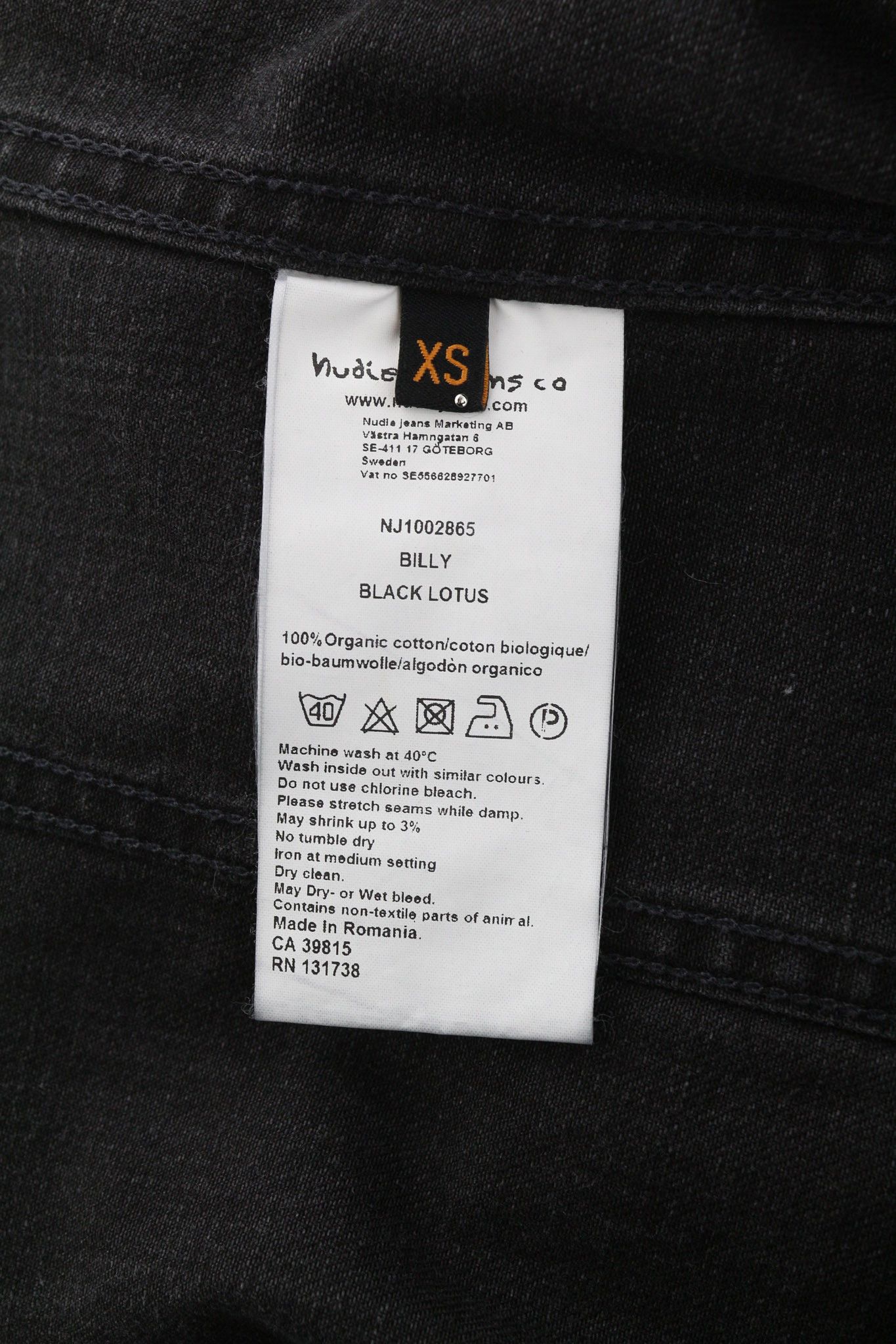 Nudie Jeans BILLY XS Black Lotus Organic Polo Neck Denim Jacket 81964 Size US XS / EU 42 / 0 - 8 Thumbnail