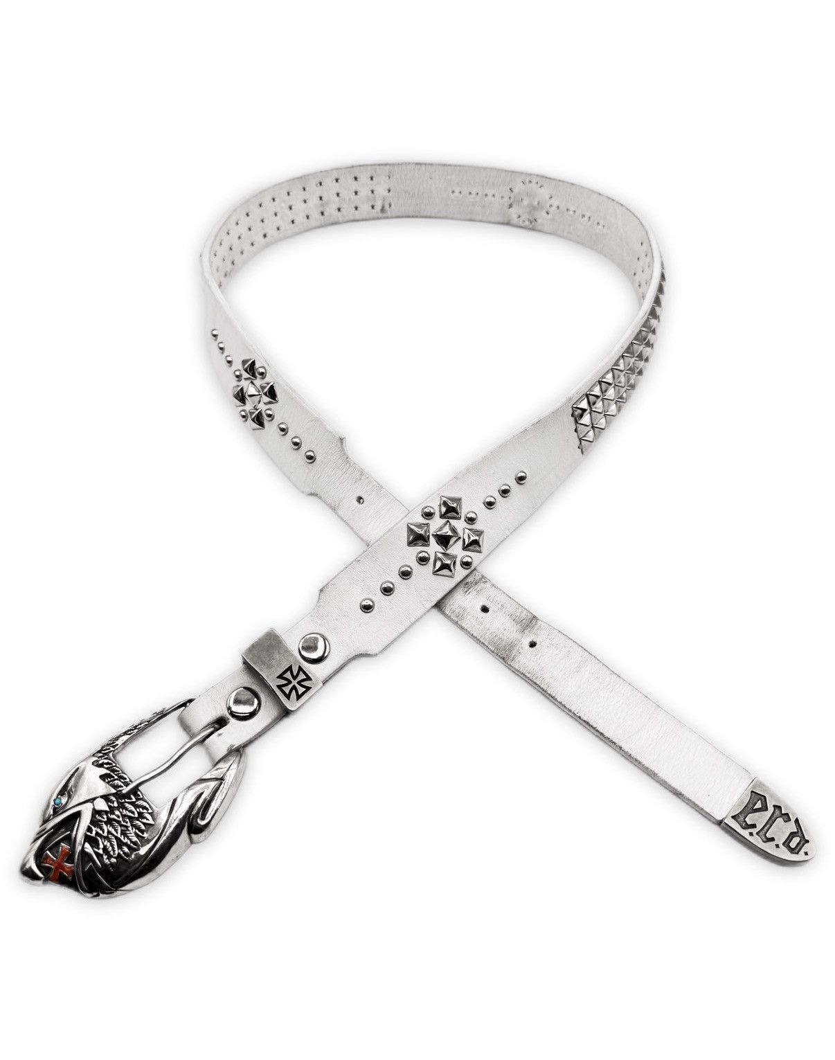 Enfants Riches Deprimes Enfants Riches Deprimes Eagle Buckle Studded While Leather Belt Size 36 - 3 Thumbnail