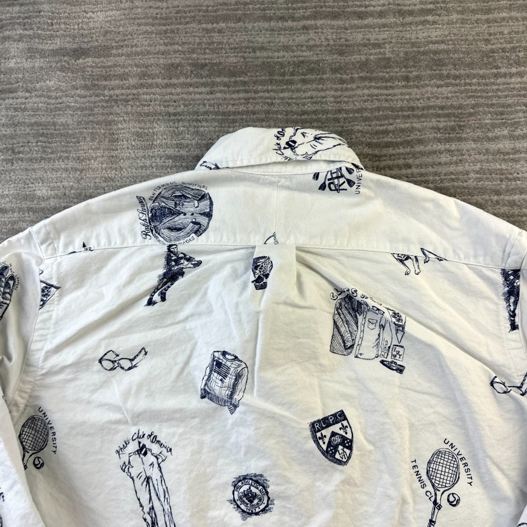 Ralph Lauren Ralph Lauren Shirt Mens Medium White Blue All Over Print Preppy Oxford Shirt Size US M / EU 48-50 / 2 - 5 Thumbnail