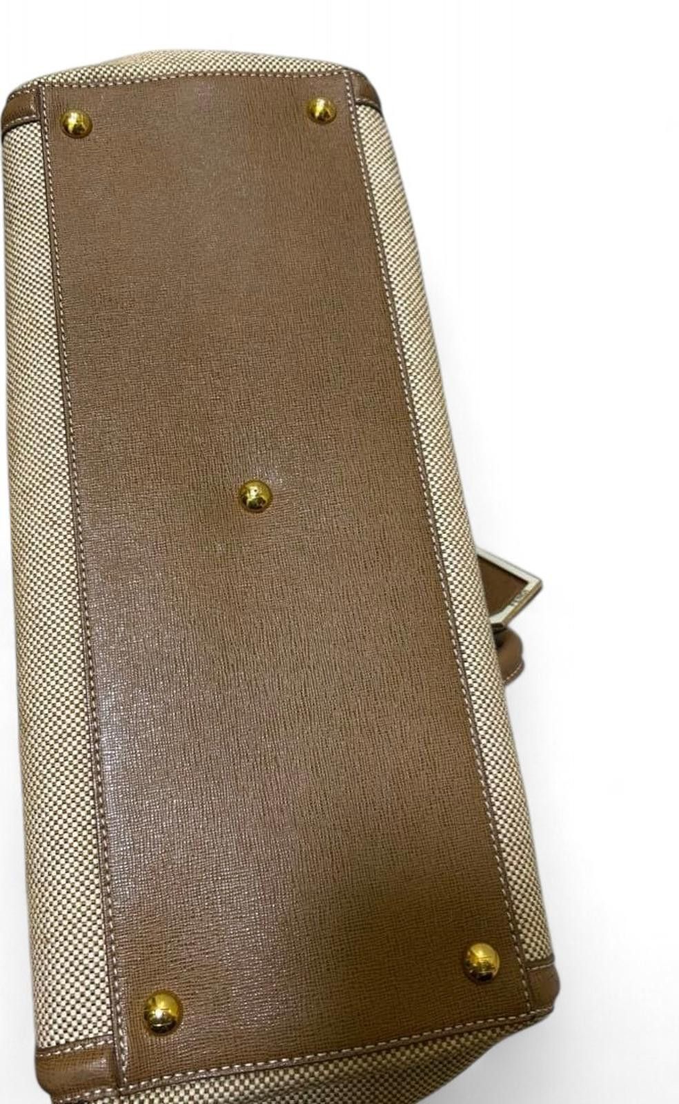 Fendi Fendi - Beige and Brown Structured Canvas Tote Bag Size ONE SIZE - 5 Thumbnail