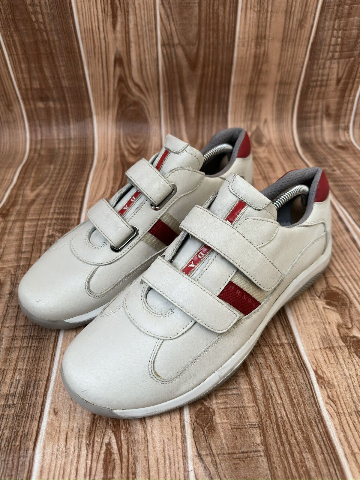 Prada Prada Americas Cup Velcro Straps Red Tab Leather Sneaks Size US 8.5 / EU 41-42 - 2 Thumbnail