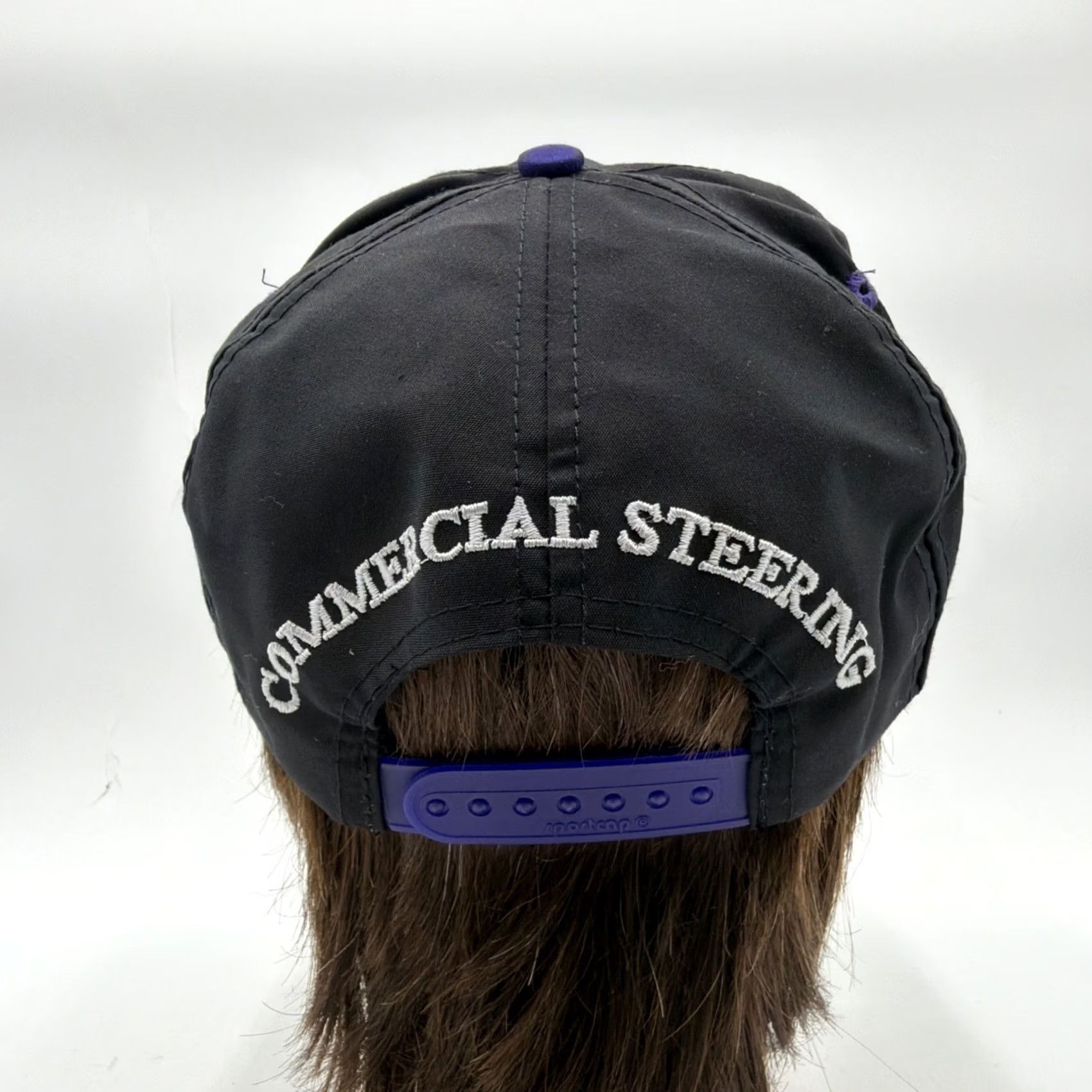 Vintage VINTAGE TRW Hat COMMERCIAL STEERING Black Purple Checkered Flag Bill Snapback Unisex Adults One Size Black Sports Snapback Mens Womens Boys Girls Size ONE SIZE - 5 Thumbnail