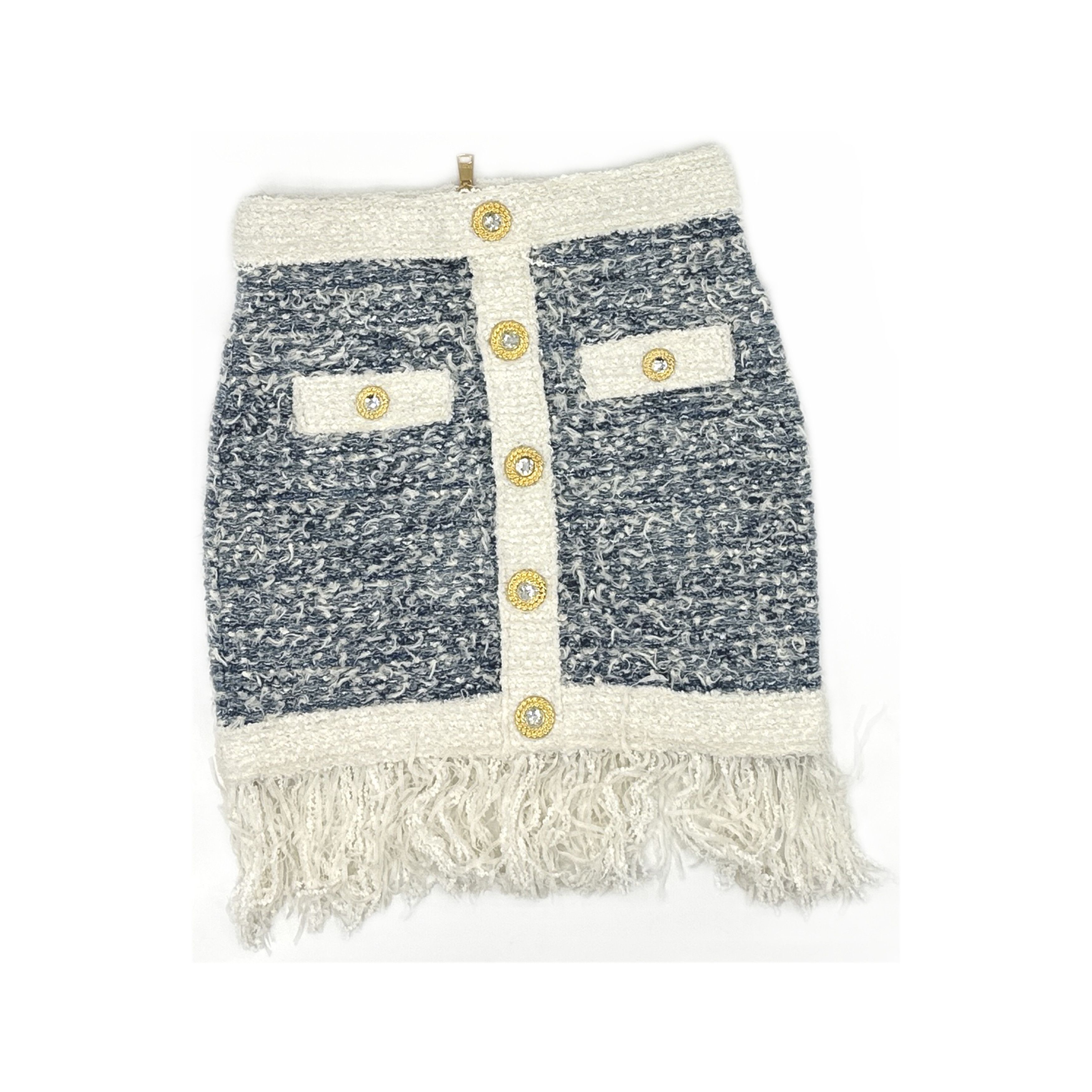 Balmain Balmain Fringed Tweed Mini Skirt Size 38 Size 27" / US 4 / IT 40 - 1 Thumbnail