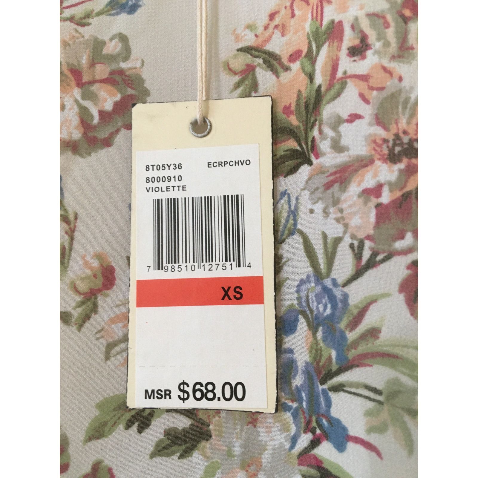 Other NWT Max Studio Edit XS Violette Lined Beige Muted Floral Top Size XS / US 0-2 / IT 36-38 - 4 Thumbnail