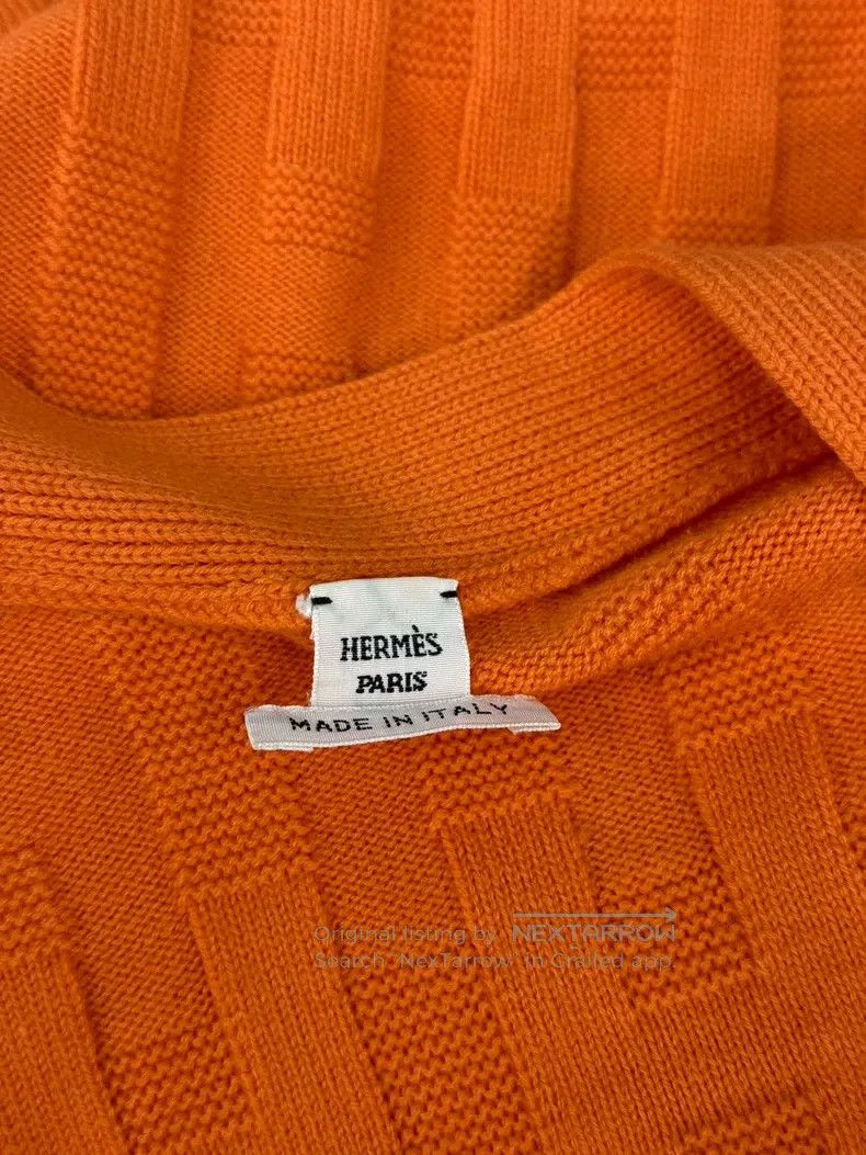 Hermes Hermes Orange Textured Wool Knit Cardigan Size XS / US 0-2 / IT 36-38 - 4 Thumbnail