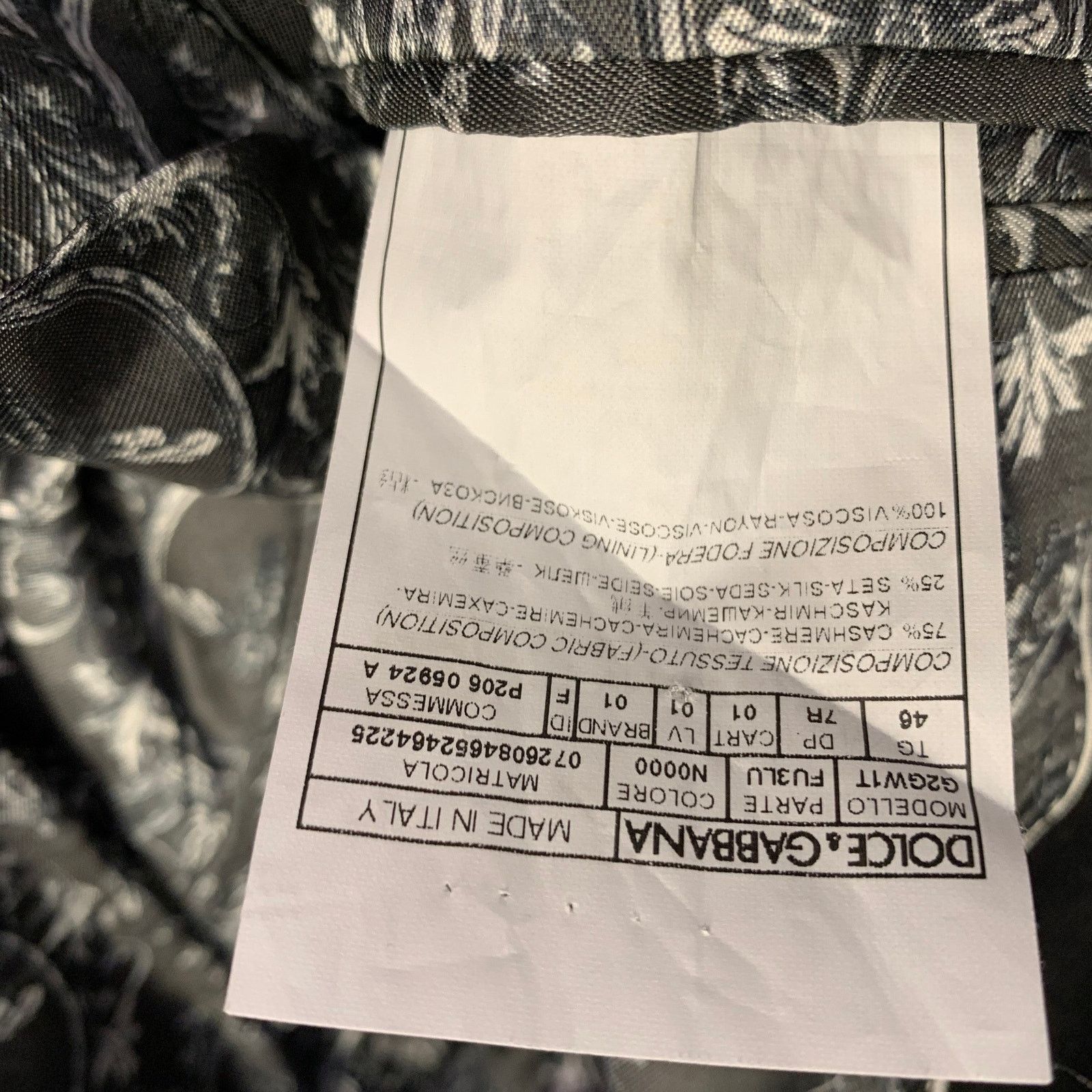 Dolce & Gabbana Size 36 Black Cashmere Silk Single Breasted Sport Coat Size 36R - 8 Thumbnail