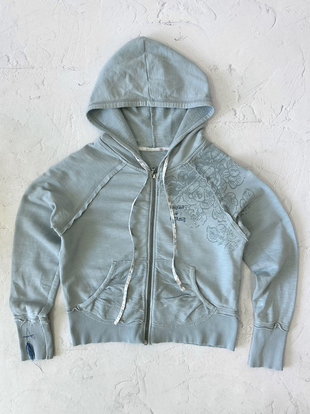 Vintage Angel Distressed Crop Hoodie
