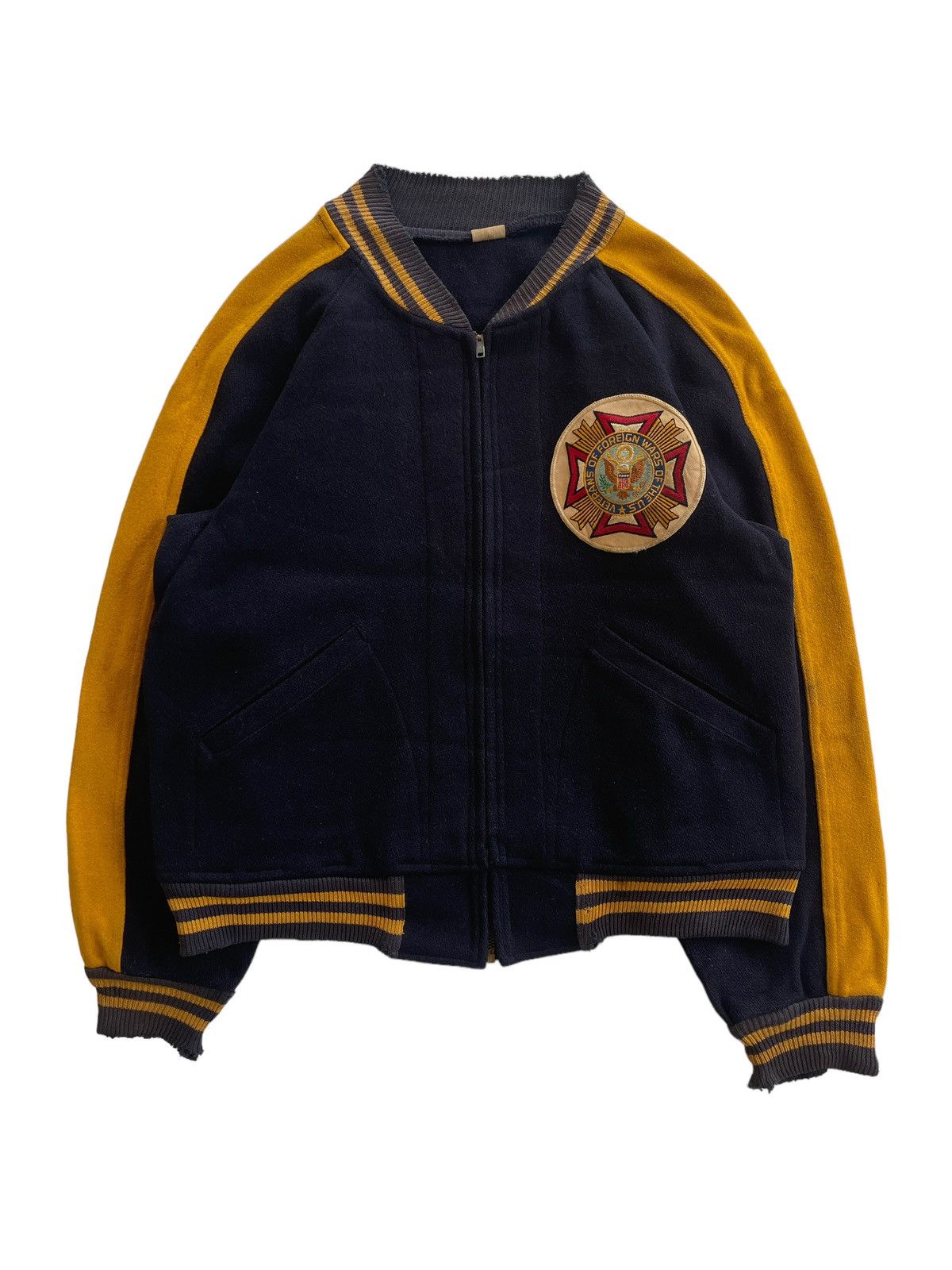 image of Vintage 50S Champions Running Man Varsity Jacket in Navy Blue, Men's (Size Medium)