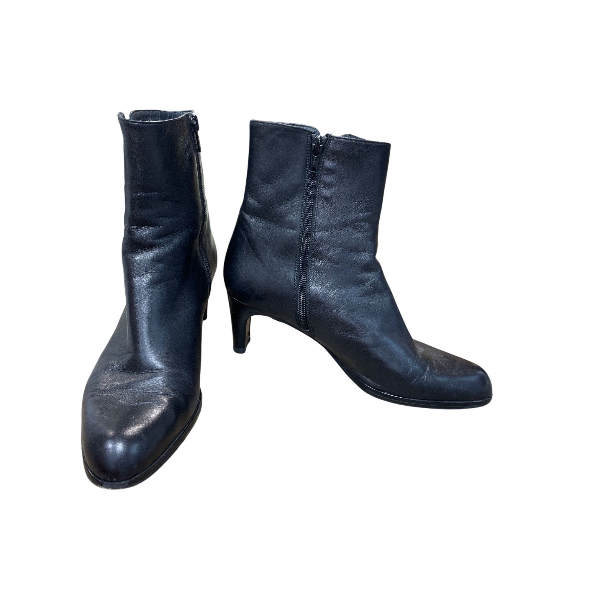 Stuart Weitzman Stuart Weitzman womans black leather zip heeled 2.5" ankle b Size US 7.5 / IT 37.5 - 1 Thumbnail