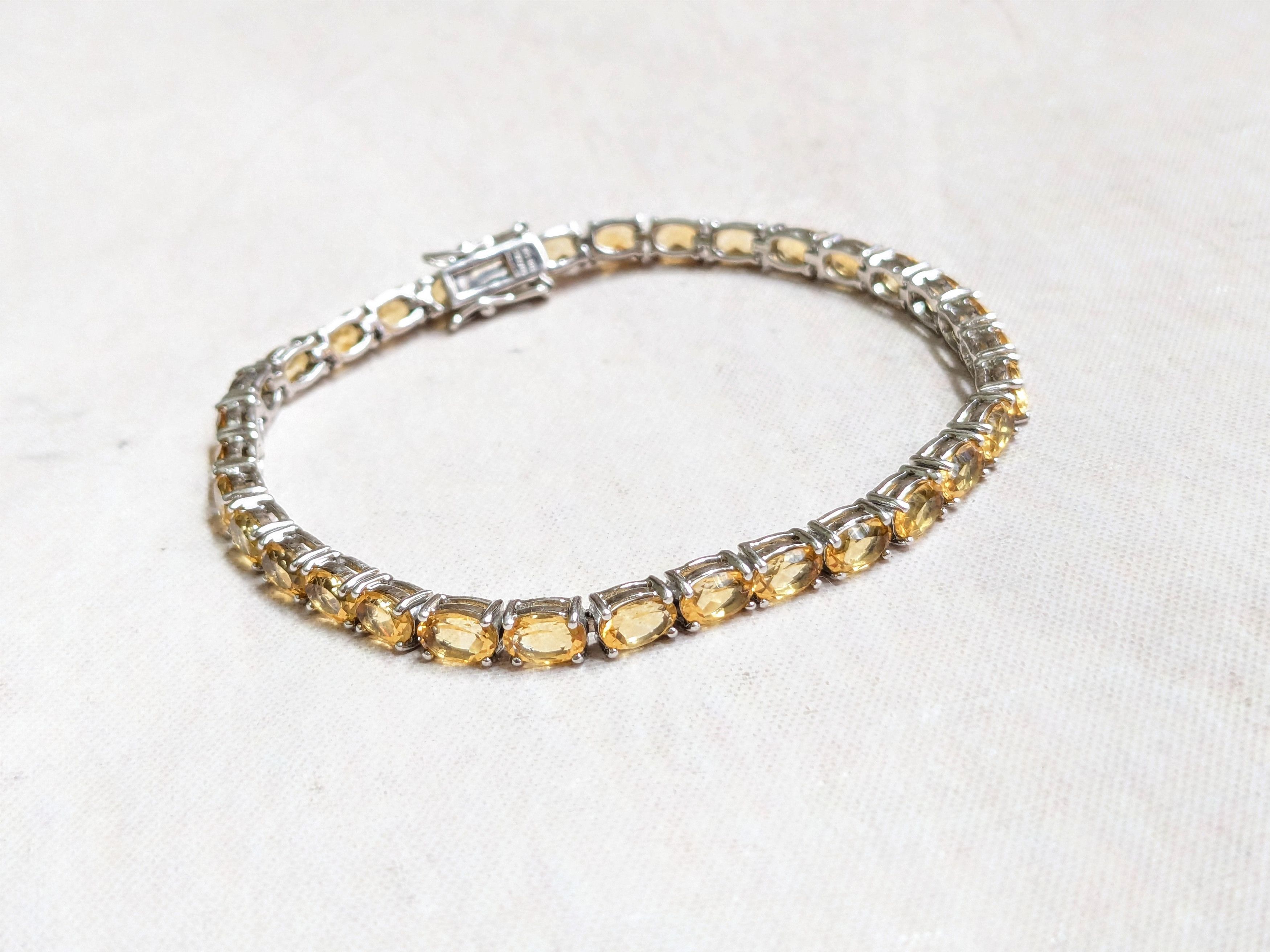 Sterling Silver Sterling Silver Tennis Bracelet Yellow Citrine Oval 8 Size ONE SIZE - 2 Thumbnail