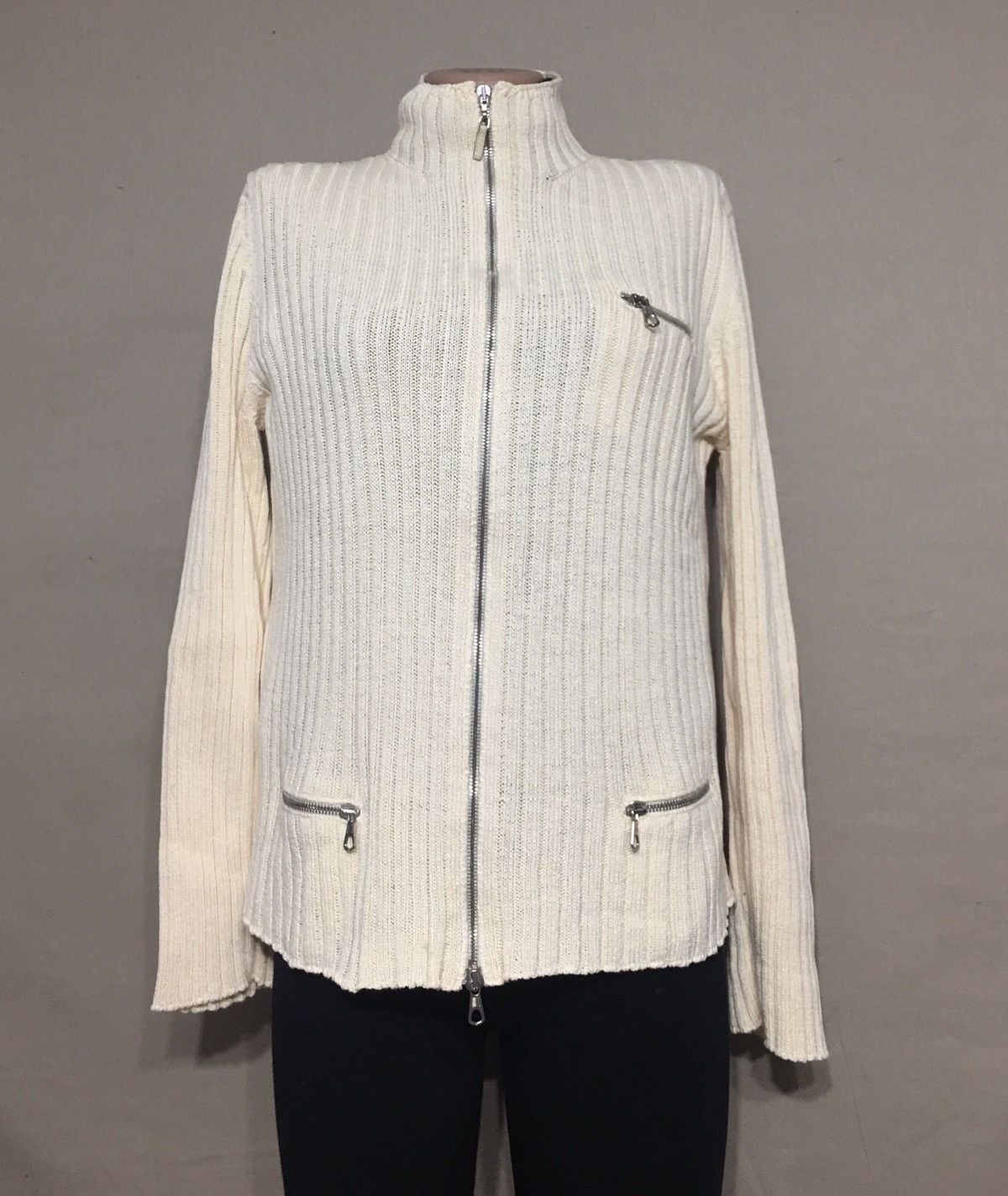 Brunello Cucinelli Brunello Cucinelli Beige Cotton Zip Cardigan US XL, EU L Size XL / US 12-14 / IT 48-50 - 2 Thumbnail
