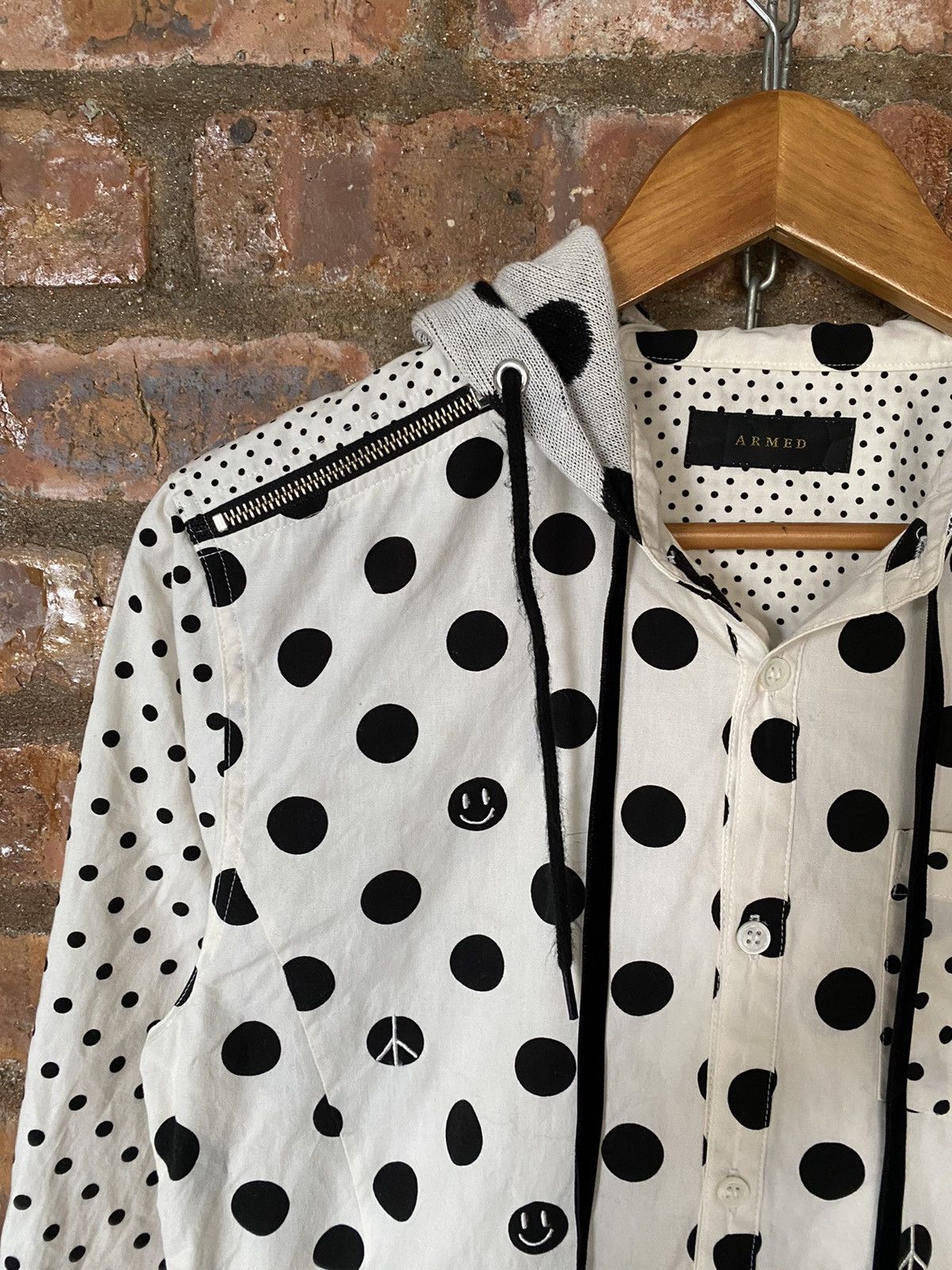 Japanese Brand ARMED Japan polka dot flannel smile and anarchy hoodie Size US S / EU 44-46 / 1 - 6 Thumbnail