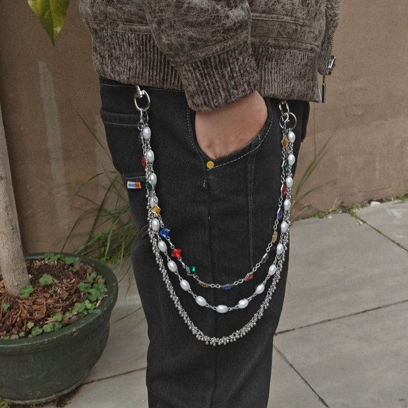 Japanese Brand Delicate Color Rhinestone 3 Layers Pearl Pants Chain Size ONE SIZE - 7 Thumbnail