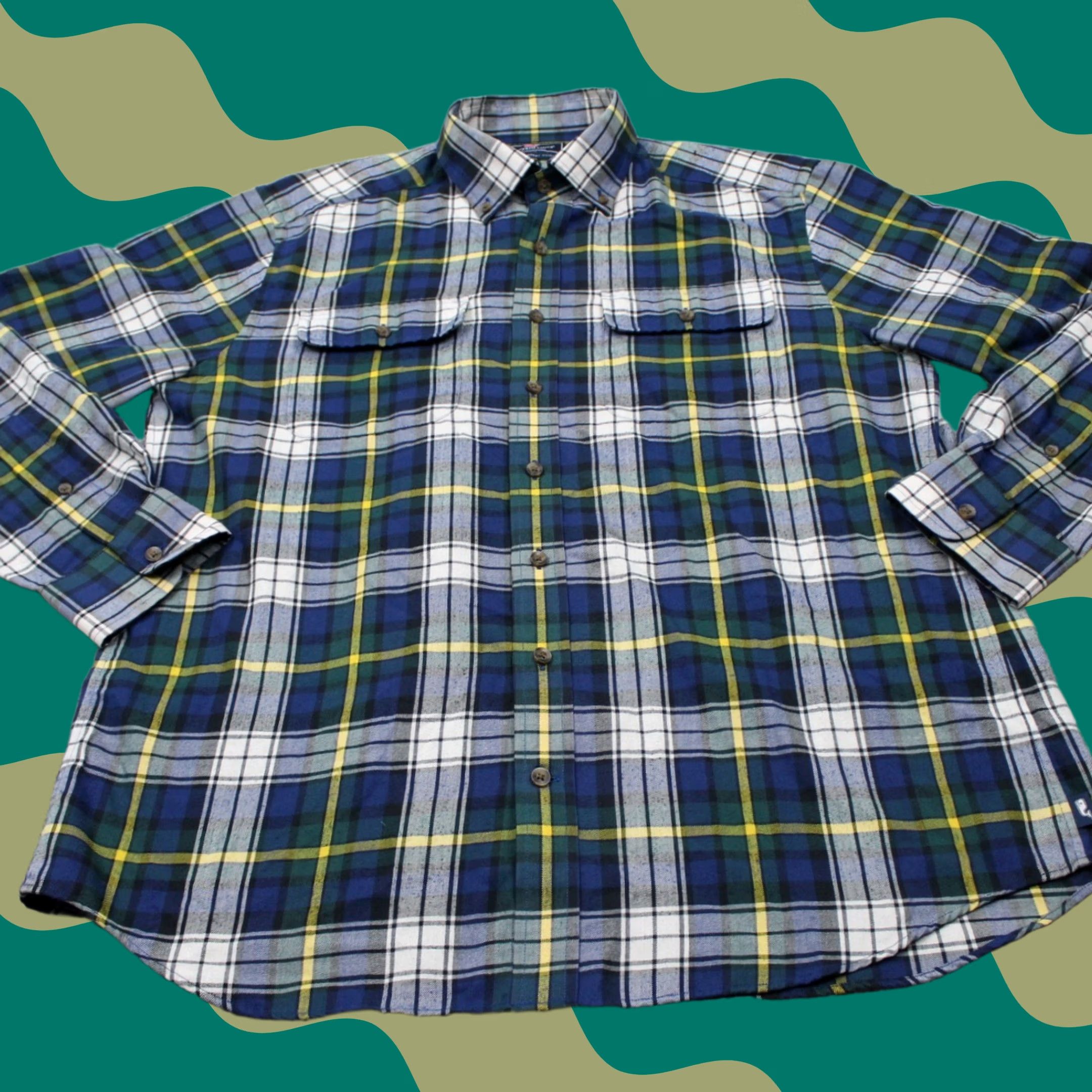 Vineyard Vines Vineyard Vines Shirt Men Large Blue/Yellow/White Slim Fit Crosby L/S Button-Up Plaid Size US L / EU 52-54 / 3 - 1 Thumbnail