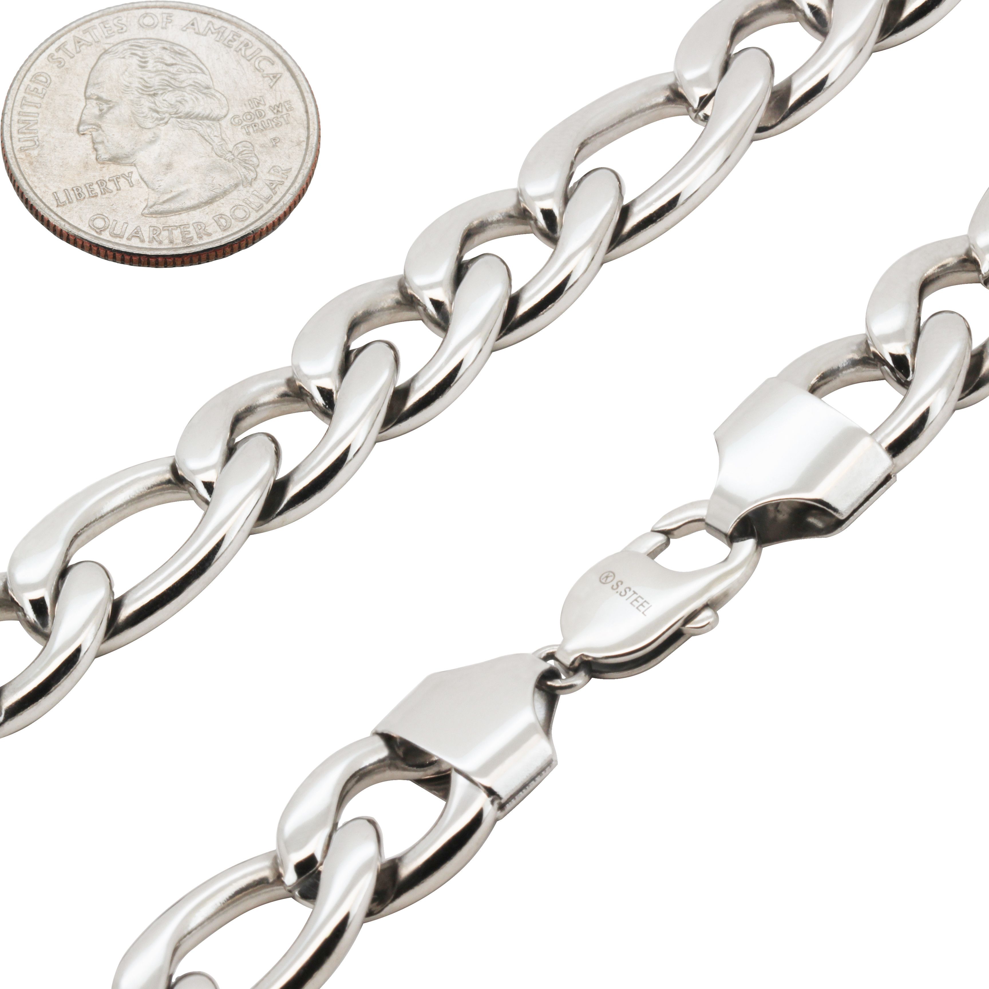 Other 316L Stainless Steel 14mm Figaro Link Bracelet 8.5" Size ONE SIZE - 2 Thumbnail