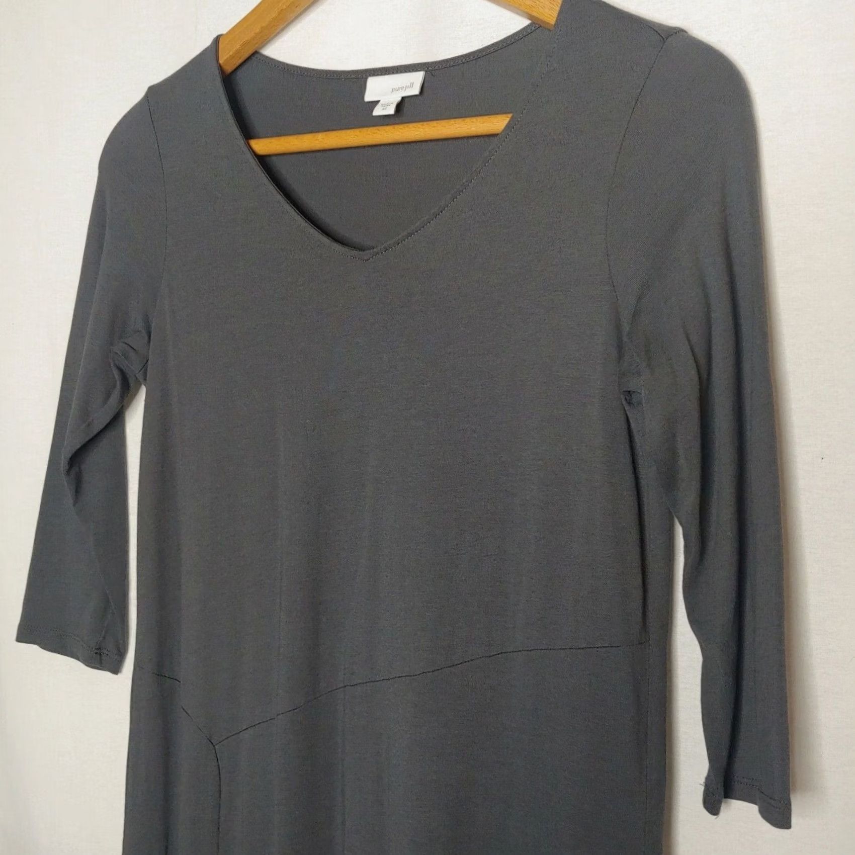 J. Jill J. Jill Maxi Dress XS Long Sleeve Knit Gray Modal Blend Pure Jill Minimalist V-Neck Pullover Women Size XS / US 0-2 / IT 36-38 - 4 Thumbnail