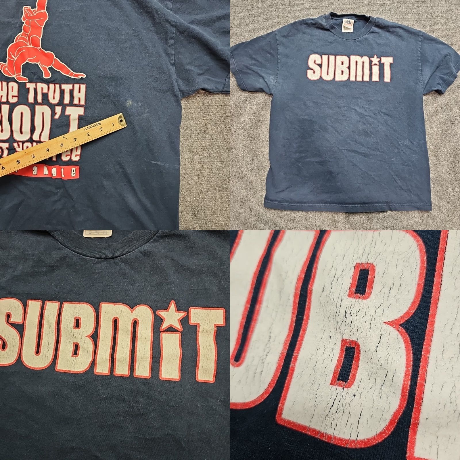 X-LARGE VINTAGE WWE Kurt Angle T-Shirt Men XL Blue Submit AAA Tag Size US XL / EU 56 / 4 - 8 Thumbnail