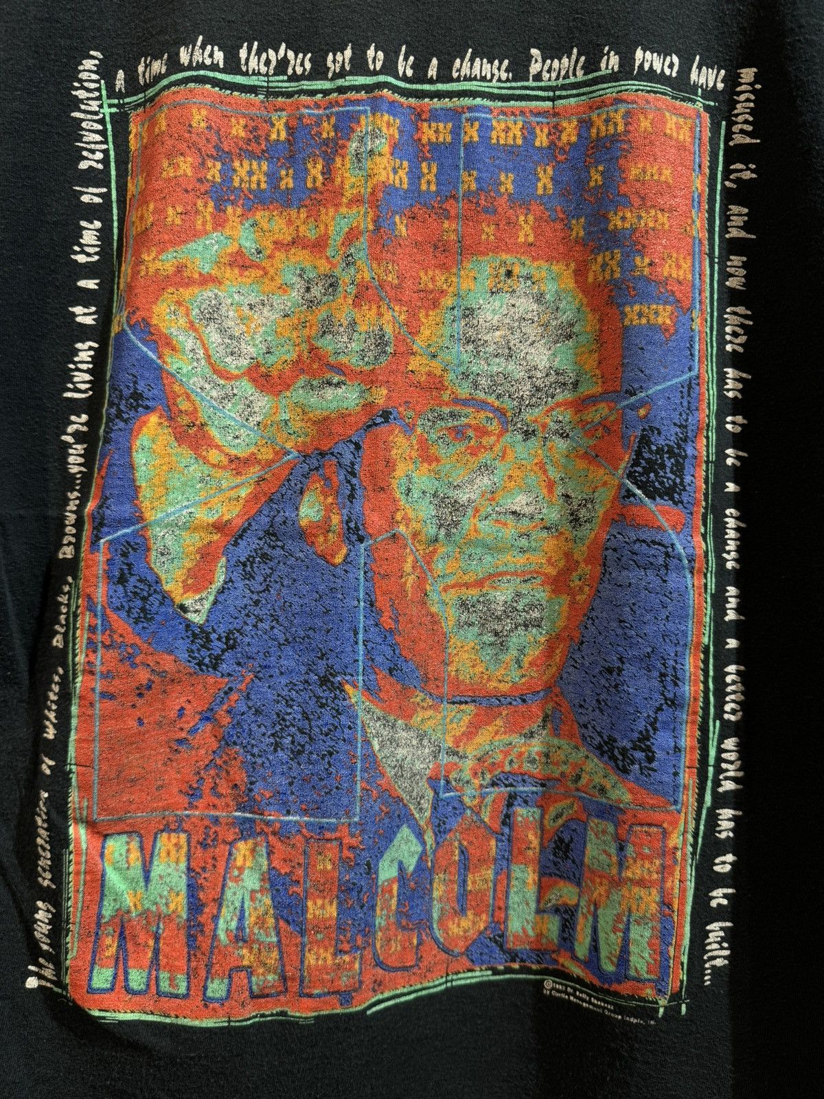 Vintage Vintage 90s Malcolm X Made in Usa Black Tee Size US M / EU 48-50 / 2 - 2 Thumbnail