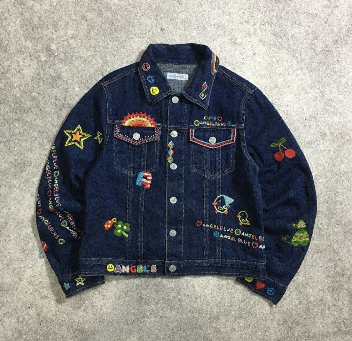Angel Blue × Hysteric Glamour × Japanese Brand 💥1990s Angel Blue💥 - Embroidery Denim Jacket Size US M / EU 48-50 / 2 - 1 Thumbnail