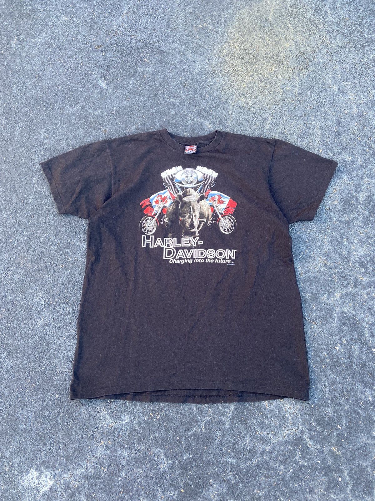 Harley Davidson Crazy Vintage 90’s Harley Davidson Rhino Graphic T-Shirt XXL Size US XXL / EU 58 / 5 - 1 Thumbnail