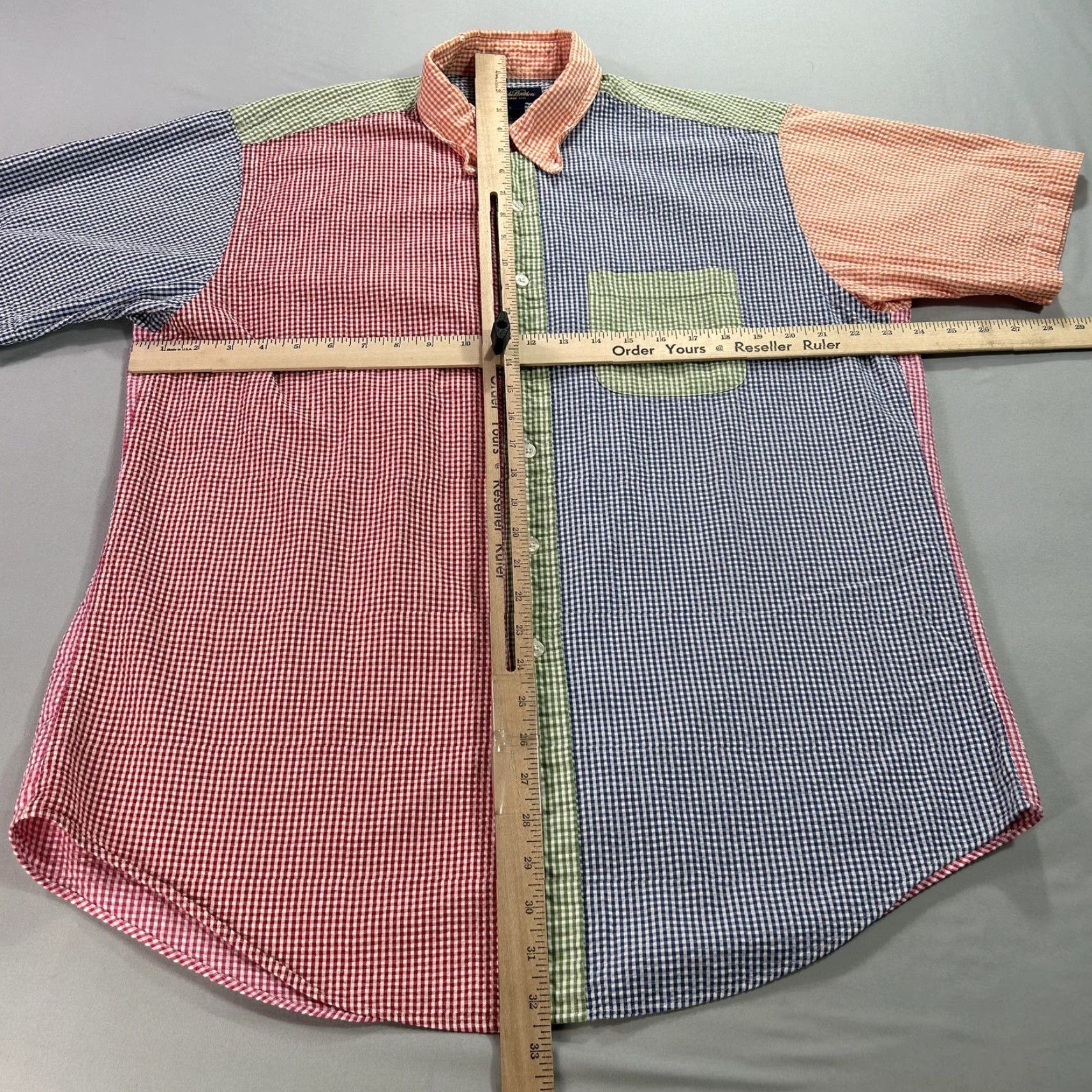 Brooks Brothers Brooks Brothers Shirt Mens Large Multicolor Gingham Button-Down Short Sleeve Casual Preppy Patchwork Check Cotton Size US L / EU 52-54 / 3 - 5 Thumbnail