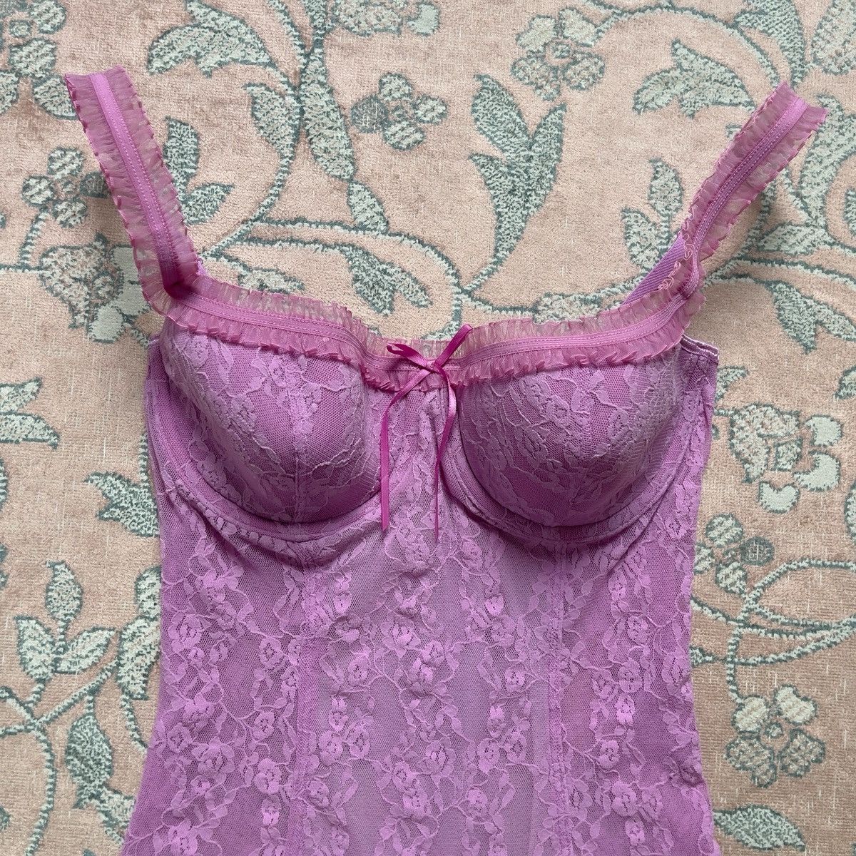 Victoria's Secret Victoria’s Secret Purple Floral Lace Bustier Top (S–M) Size M / US 6-8 / IT 42-44 - 6 Thumbnail