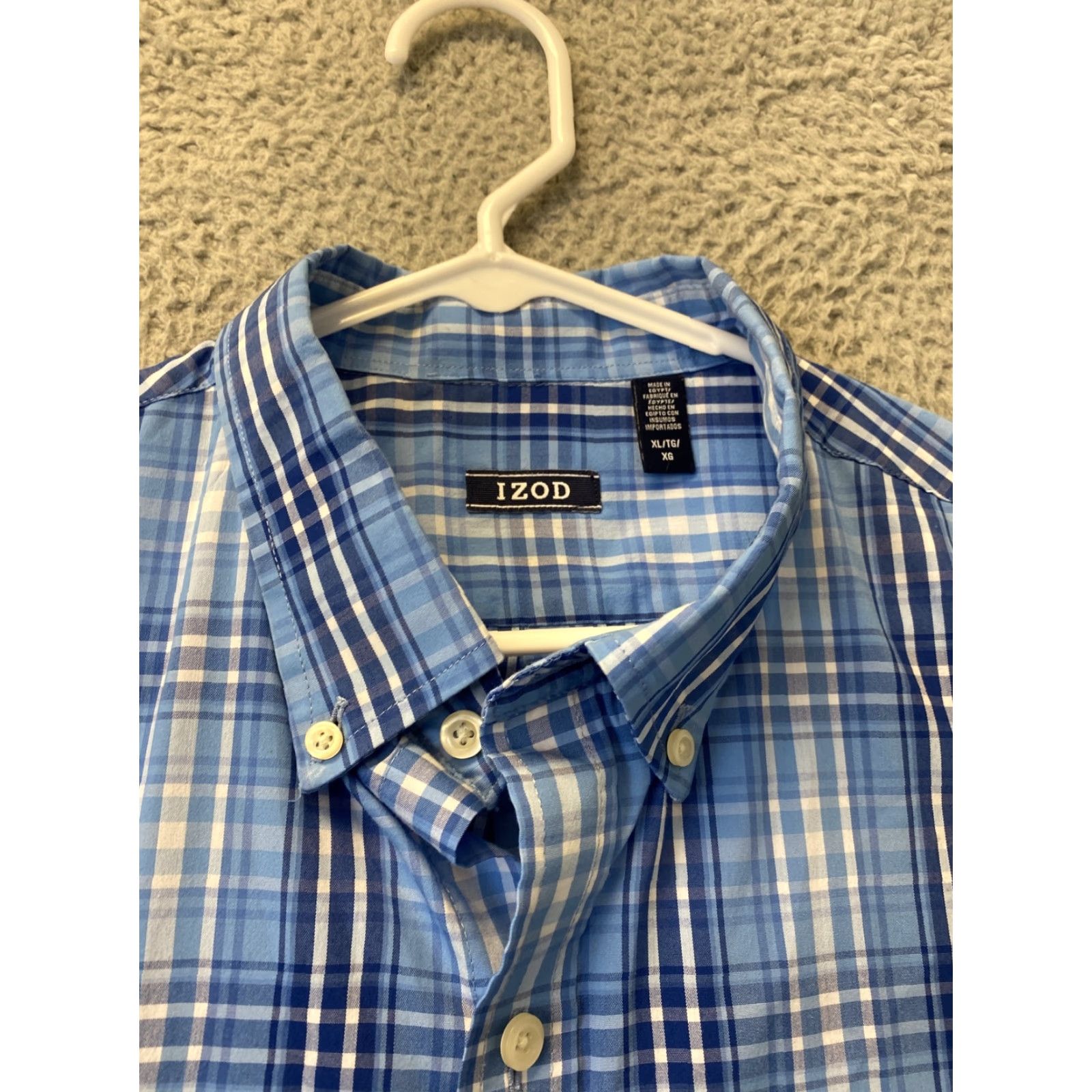 Izod Izod Tucker Shirt Plaid Button-Up Long Sleeve Blue XL Classic Fit Mens Size US XL / EU 56 / 4 - 5 Thumbnail