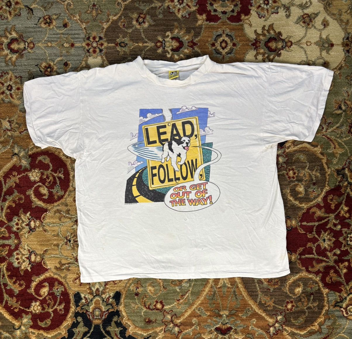 Big Dogs × Japanese Brand × Vintage Vintage 1994 Dog Graphic "LEAD FOLLOW" T-shirt Size US XXL / EU 58 / 5 - 1 Thumbnail