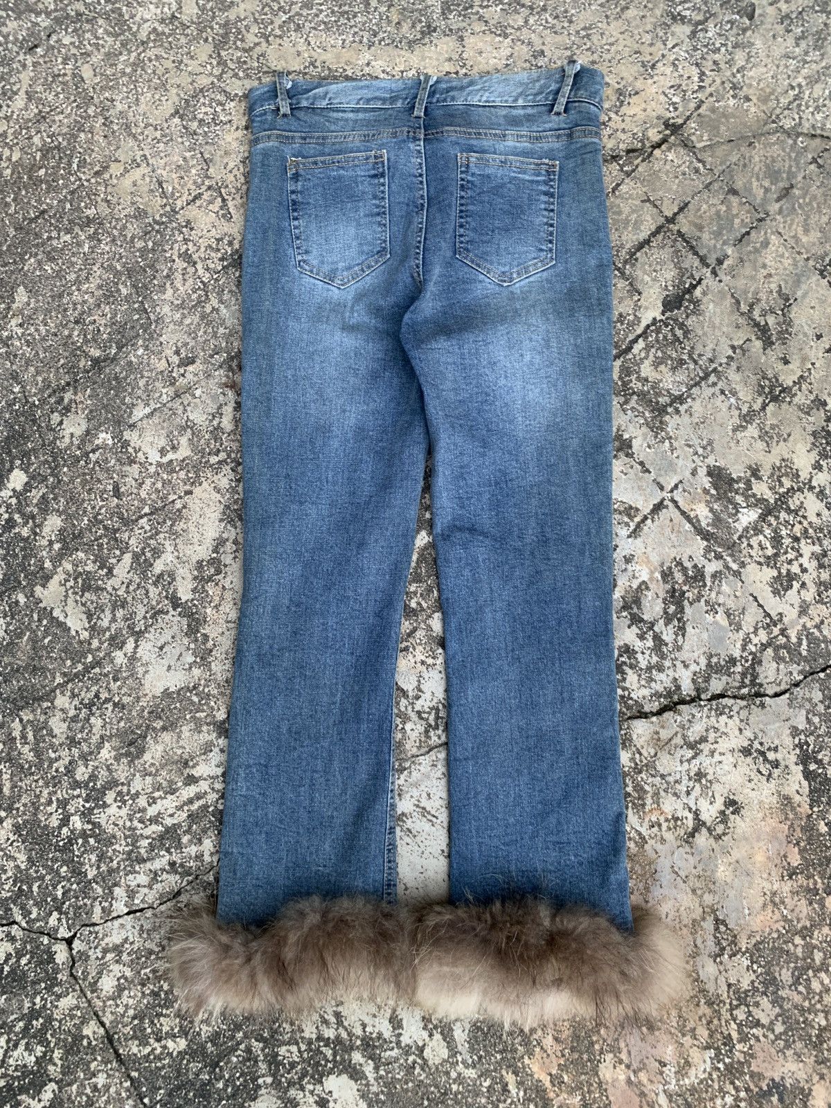 Japanese Brand IDA Blue With Furry Leg Stretchy Skinny Jeans Size 26" / US 2 / IT 38 - 3 Thumbnail