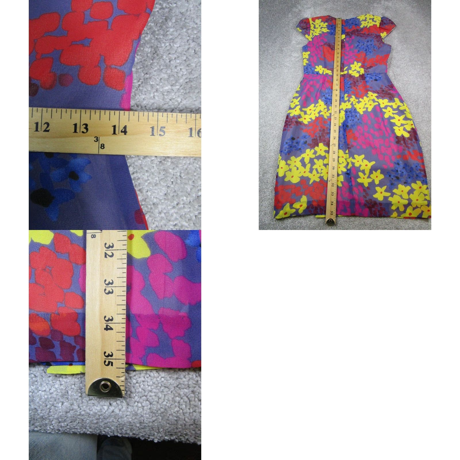 Trina Turk Trina Turk Miss T Dress Blouson Womens Blue Floral V-Neck Sleeveless Zip Short 6 Polyester Size M / US 6-8 / IT 42-44 - 8 Thumbnail