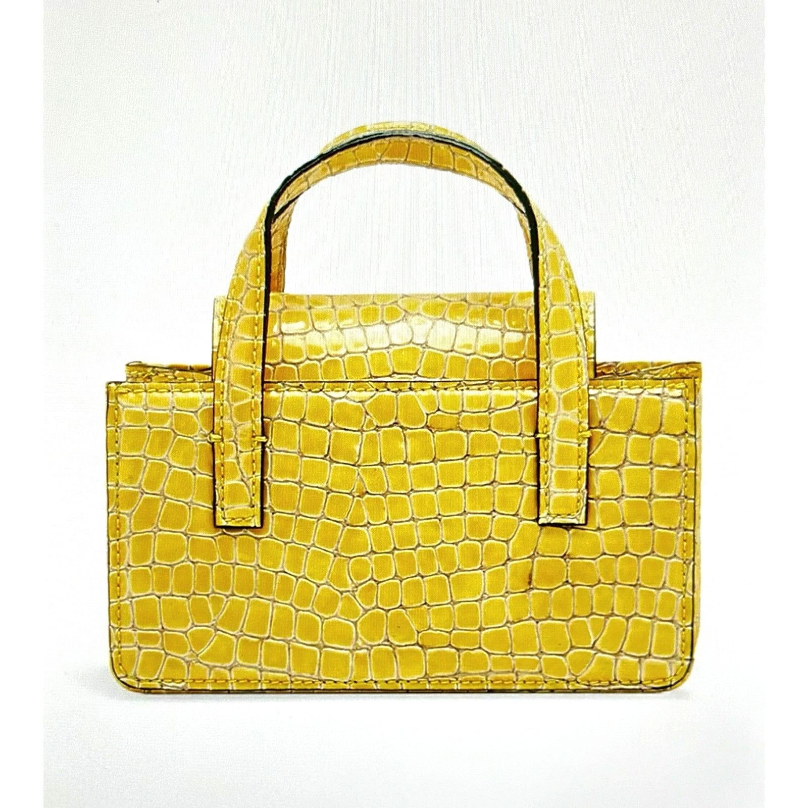 Other Marge Sherwood Croc Skin Square Top Handbag Crossbody Yellow Size ONE SIZE - 6 Thumbnail