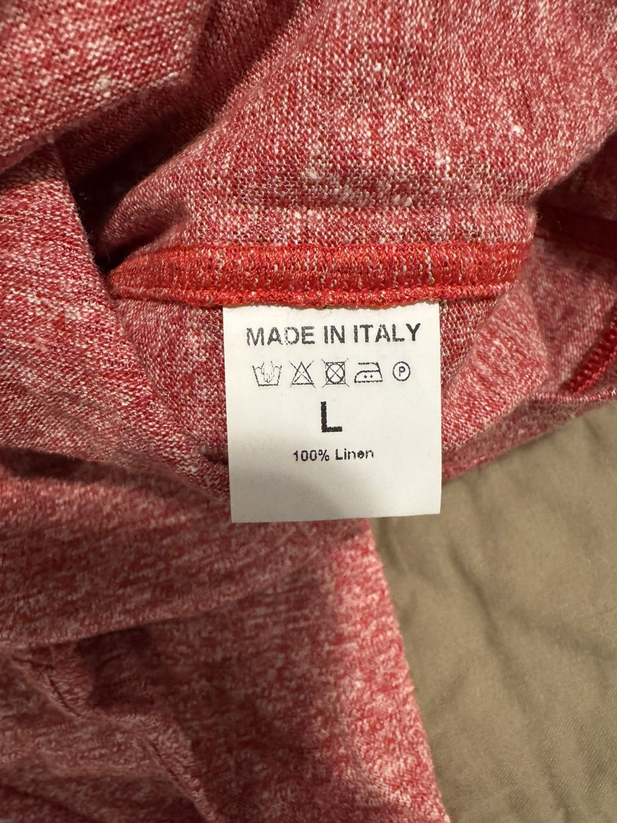Isaia Red/White Linen Tshirt L Size US L / EU 52-54 / 3 - 7 Thumbnail