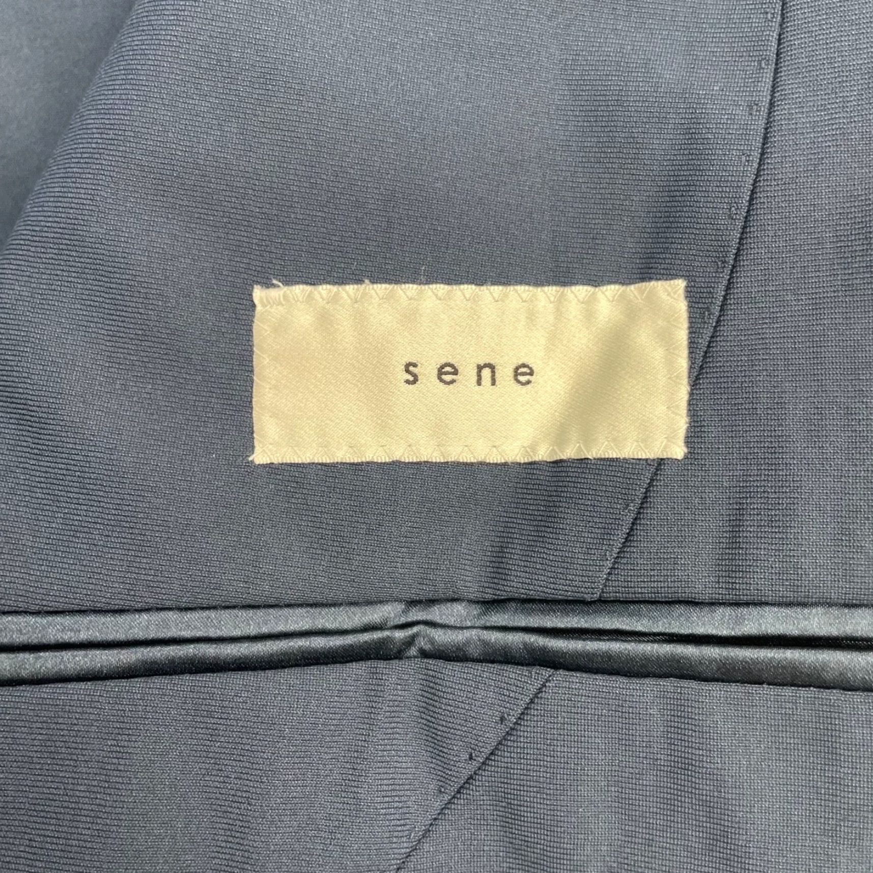 Vintage Sene Blazer Jacket Navy Blue 48R Regular 2-Button 100% Polyester Men’s Jacket Slim Notch Lapel Size 48R - 5 Thumbnail