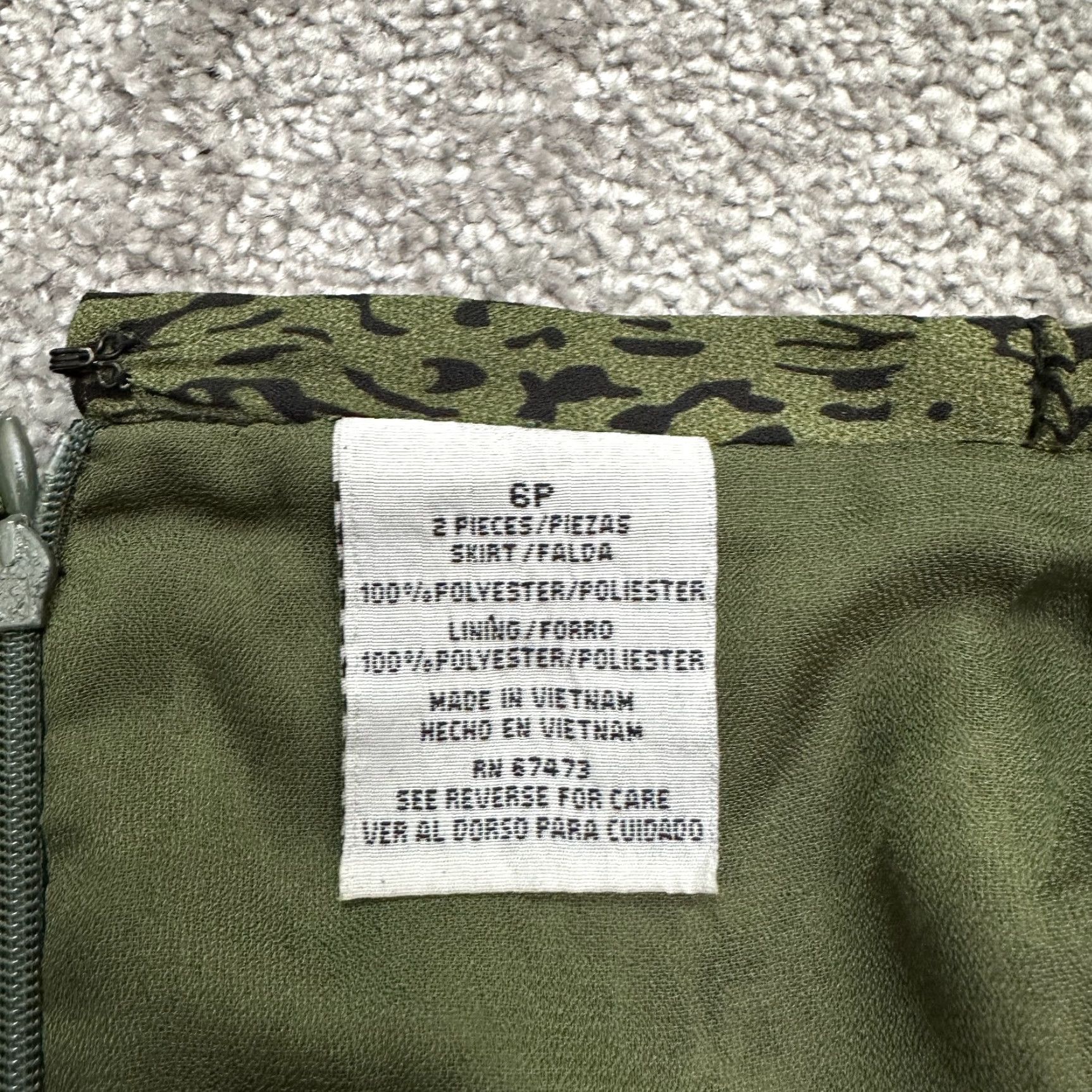Vintage Unbranded Skirt A-Line Midi Womens 6 Regular 28 Green Leopard Lined Back Zip Size 28" / US 6 / IT 42 - 4 Thumbnail