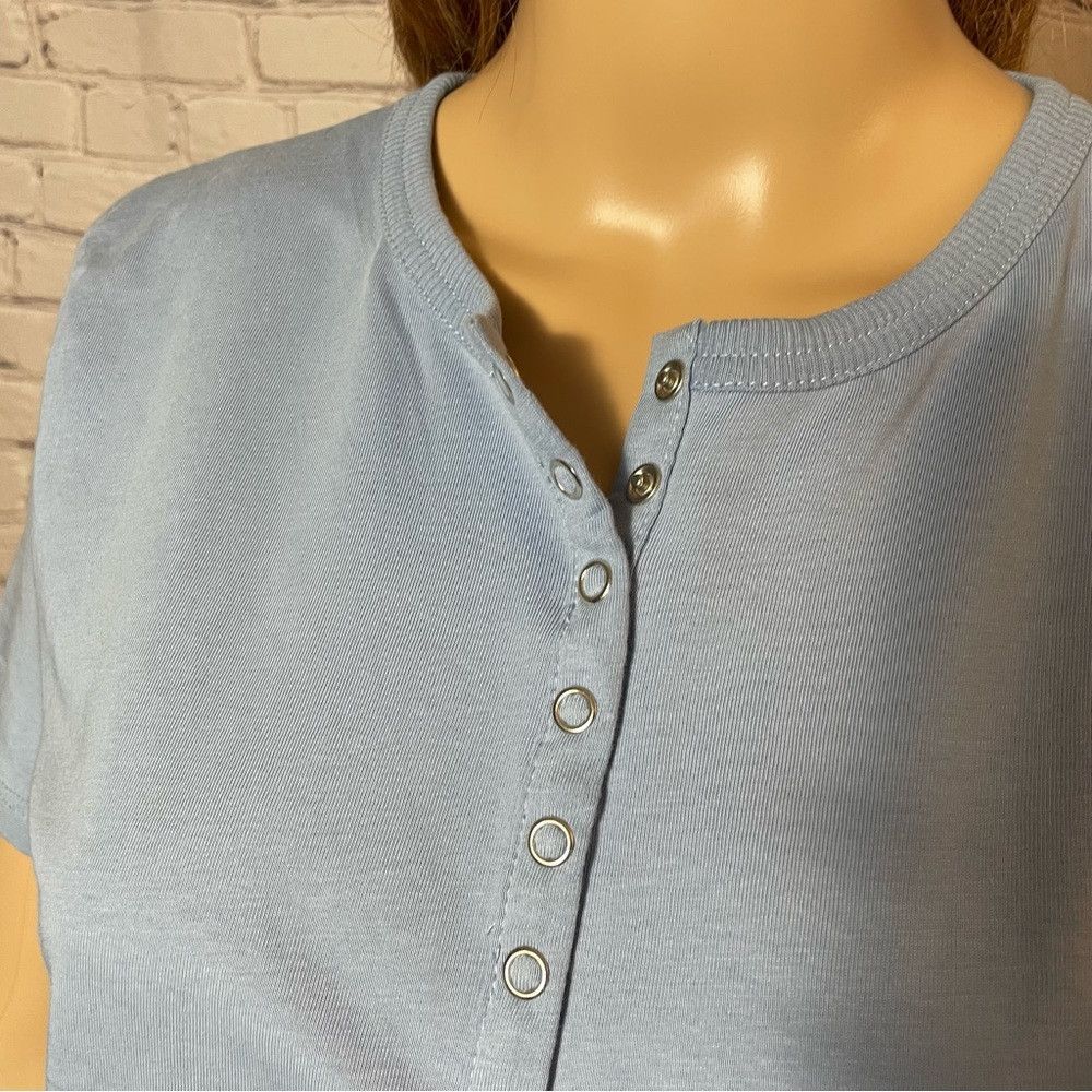Zara New Zara Henley Blue Cotton short Sleeve Shirt Size M Size M / US 6-8 / IT 42-44 - 9 Thumbnail
