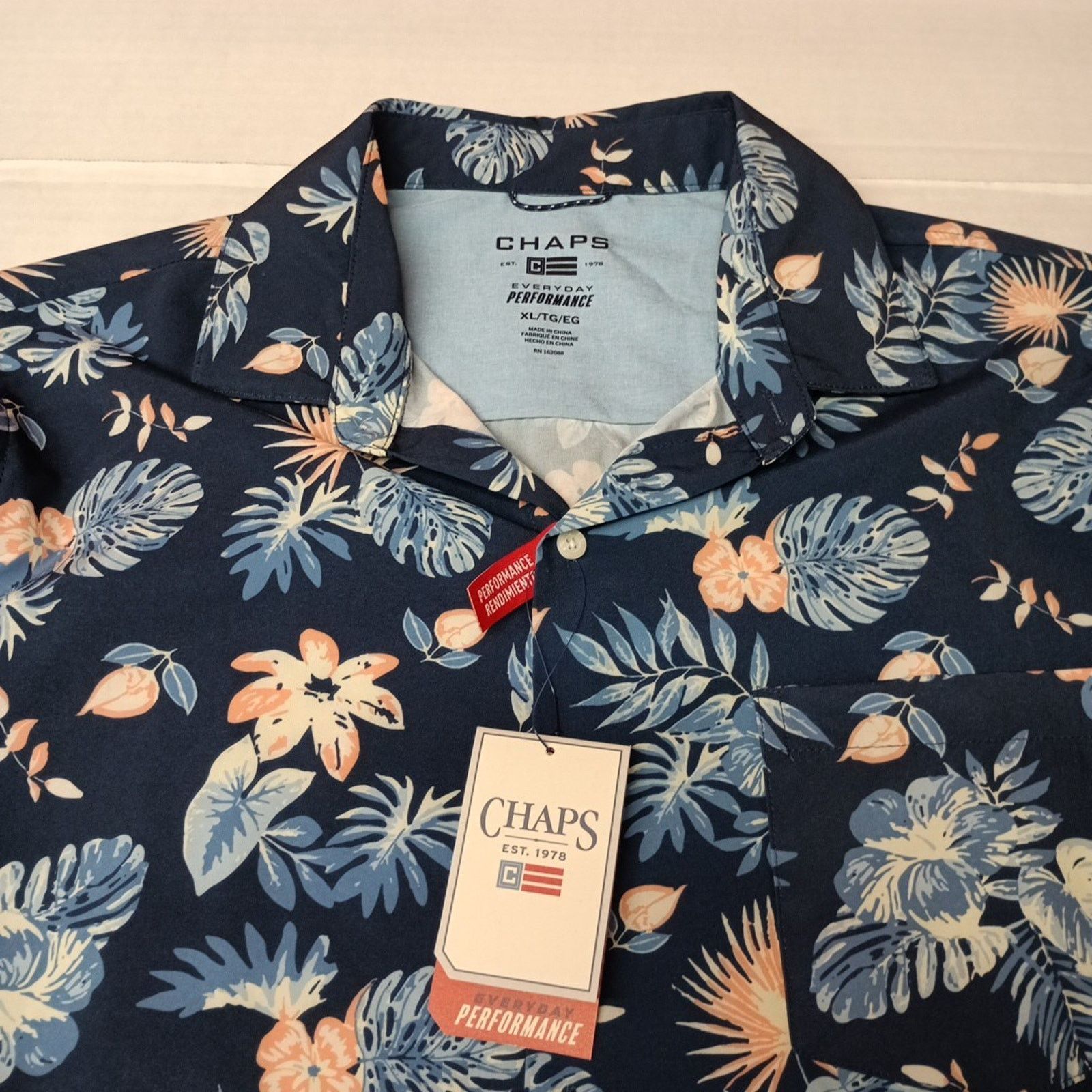 Chaps Chaps Woven Shirt Men's Size XL Blue Floral Stretch UPF 50 Size US XL / EU 56 / 4 - 2 Thumbnail