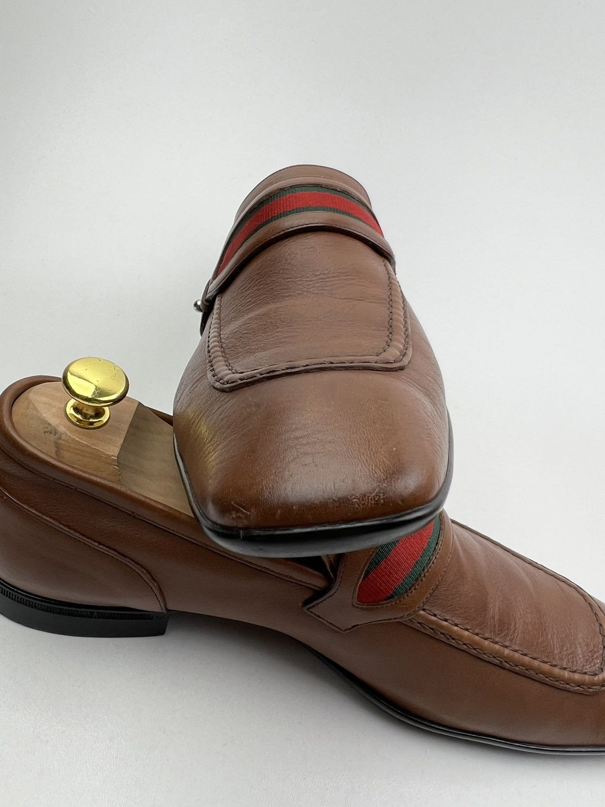 Gucci GUCCI Loafers Leather Shoes Slip Ons Web Stripe Brown Men’s Size US 7.5 / EU 40-41 - 20 Thumbnail