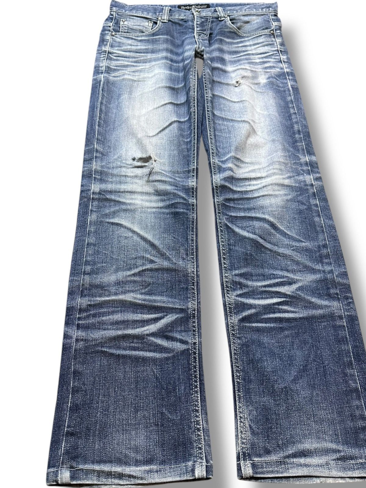 Los Angeles Apparel Vintage Andre Malraur Faded Whiskers Grunge Denim Size US 32 / EU 48 - 3 Thumbnail