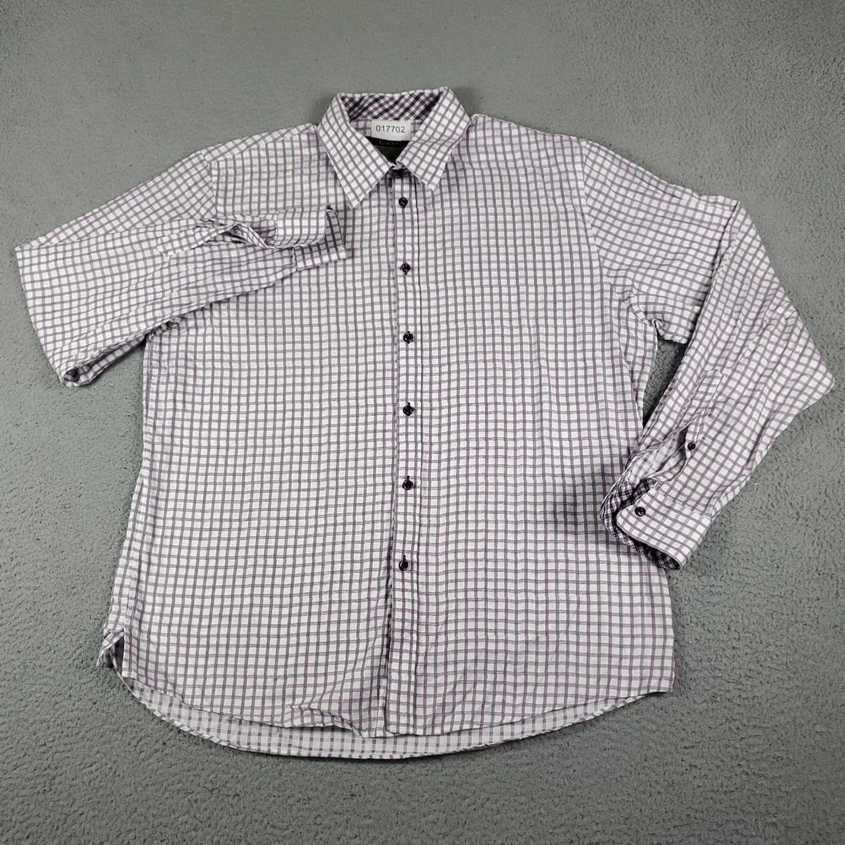 Vintage Jhane Barnes Shirt Mens XL Slim Fit White Purple Check Long Sleeve Button-Up Size US XL / EU 56 / 4 - 2 Thumbnail
