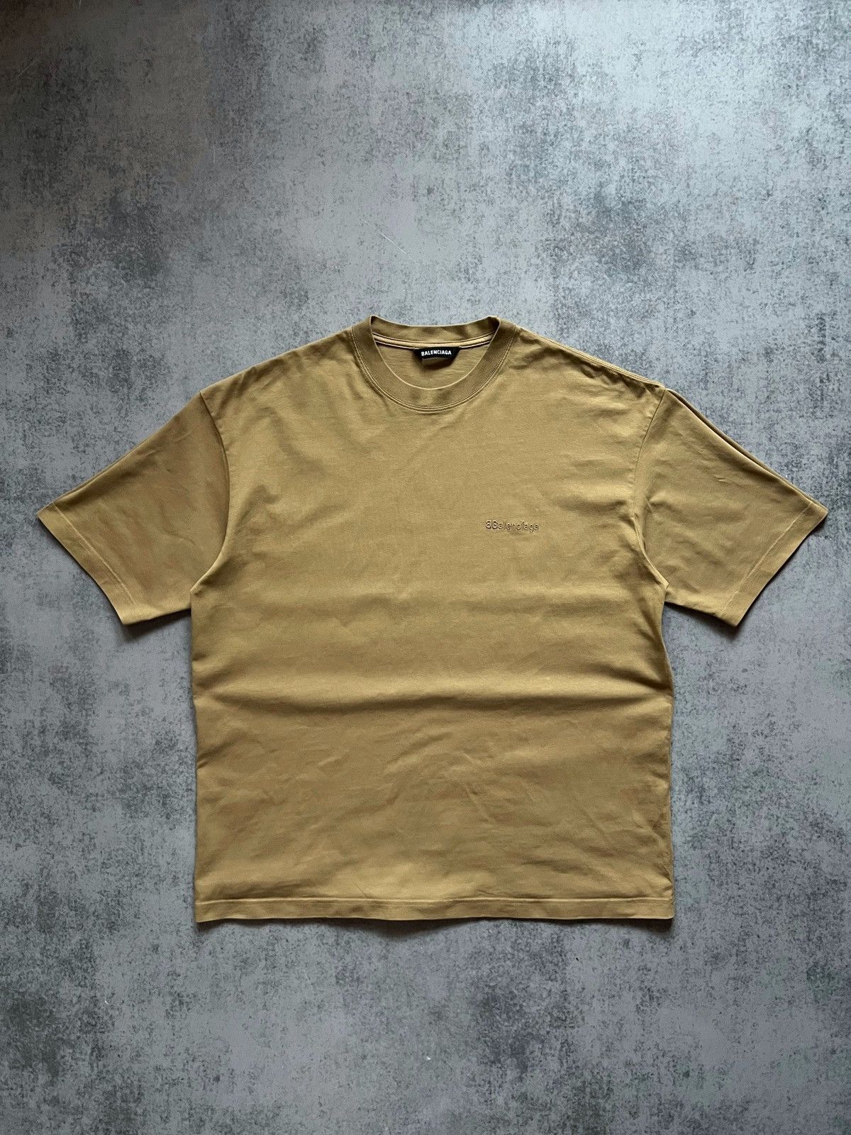 image of Balenciaga Bb Logo T-Shirt in Beige, Men's (Size Small)