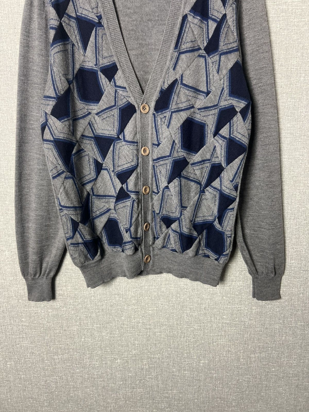 Maison Margiela Maison Margiela Geometric Pattern Wool Cardigan Mens Sweater Size US XL / EU 56 / 4 - 5 Thumbnail