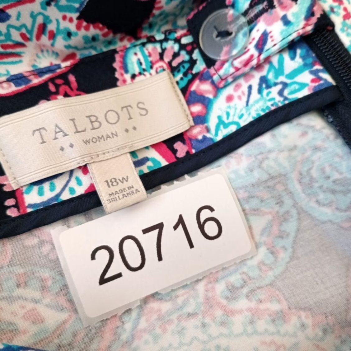 Talbots Talbots Skirt Women Plus 18W Knee Length Paisley Blue Pink Slit Elastic Waist Pencil Size 40" / US 18 - 7 Thumbnail