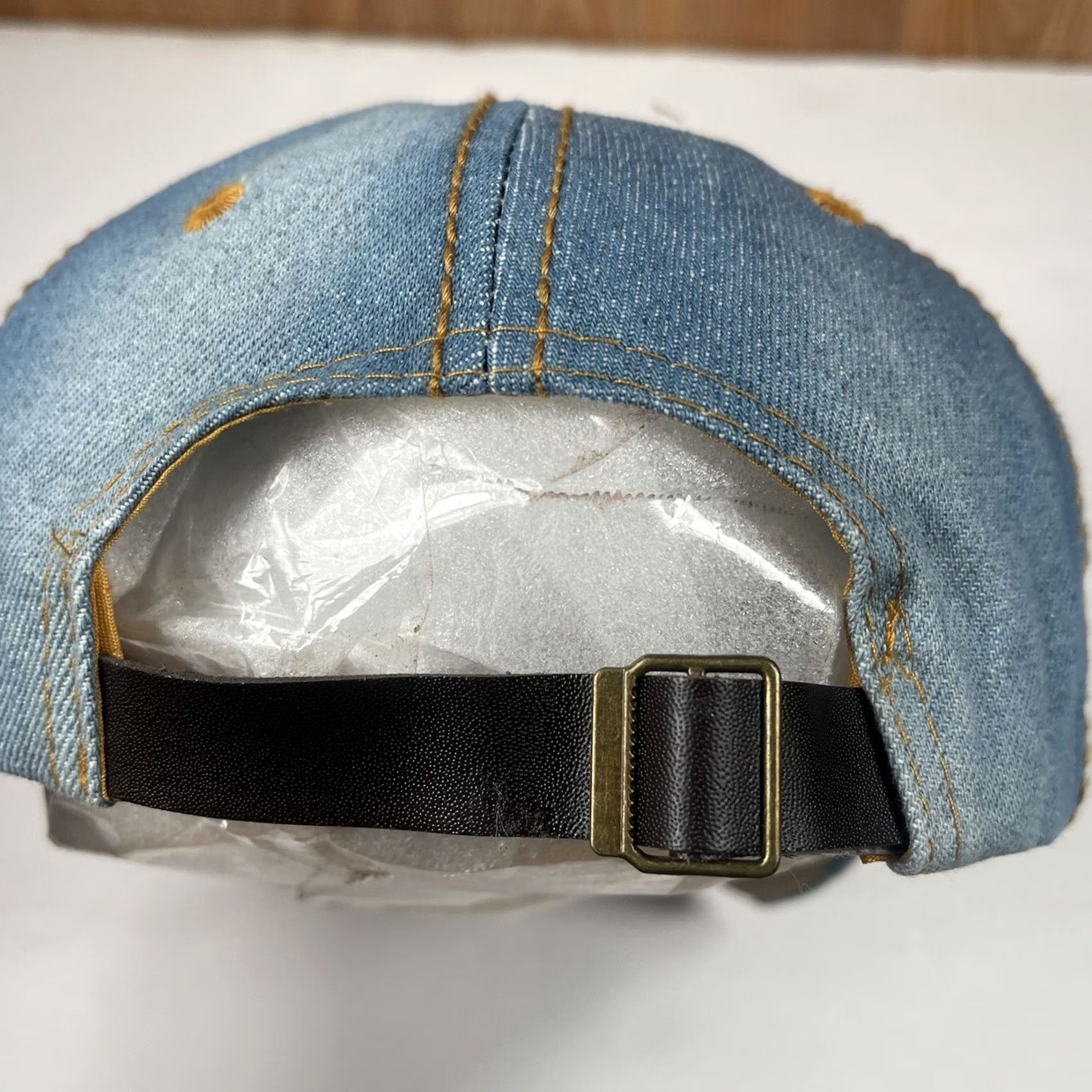 Denime CSI Denim Leather Adjustable StrapBack Hat Cap Woman Rhinestone Skull Blue Shirt? Size ONE SIZE - 7 Thumbnail